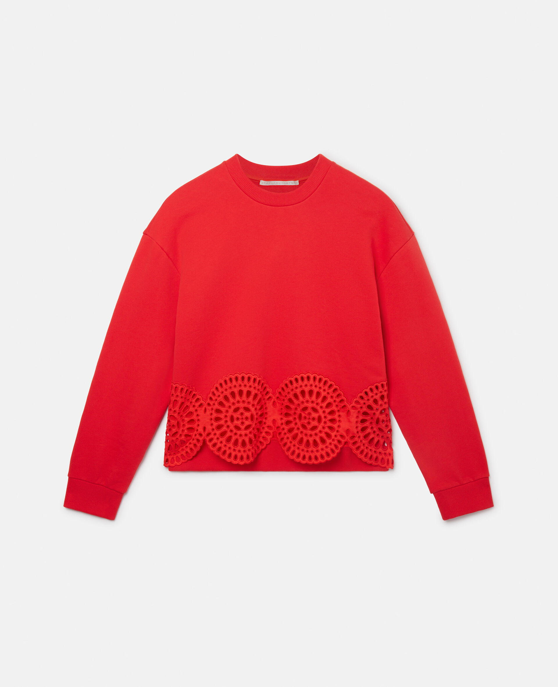 Broderie Anglaise Jersey Sweatshirt-Red-large