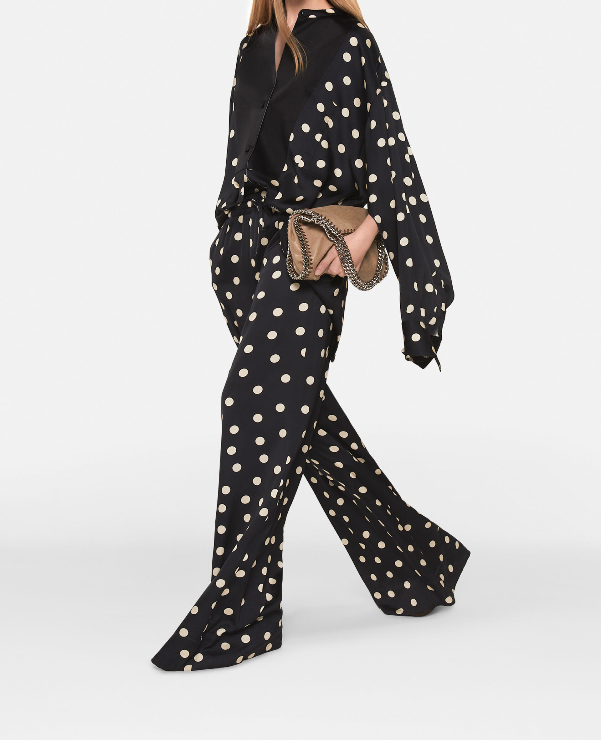 Polka Dot Wide-Leg Trousers-Black-large image number 2