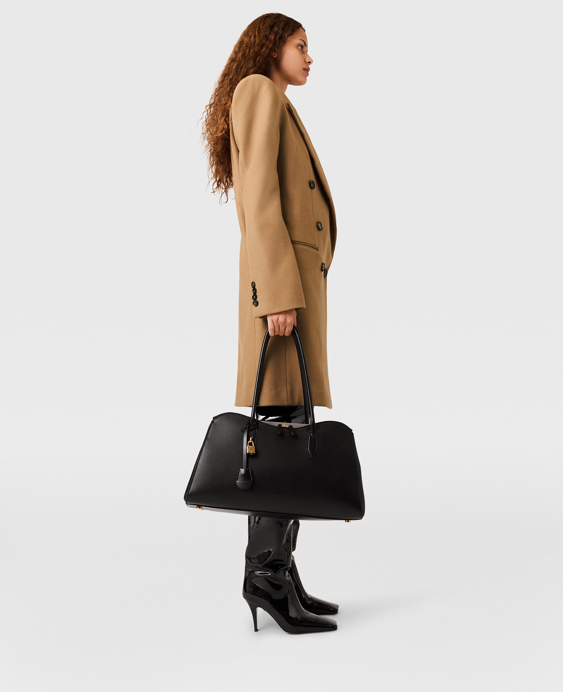 Double-Breasted Mid-Length Coat-Brown-large image number 2