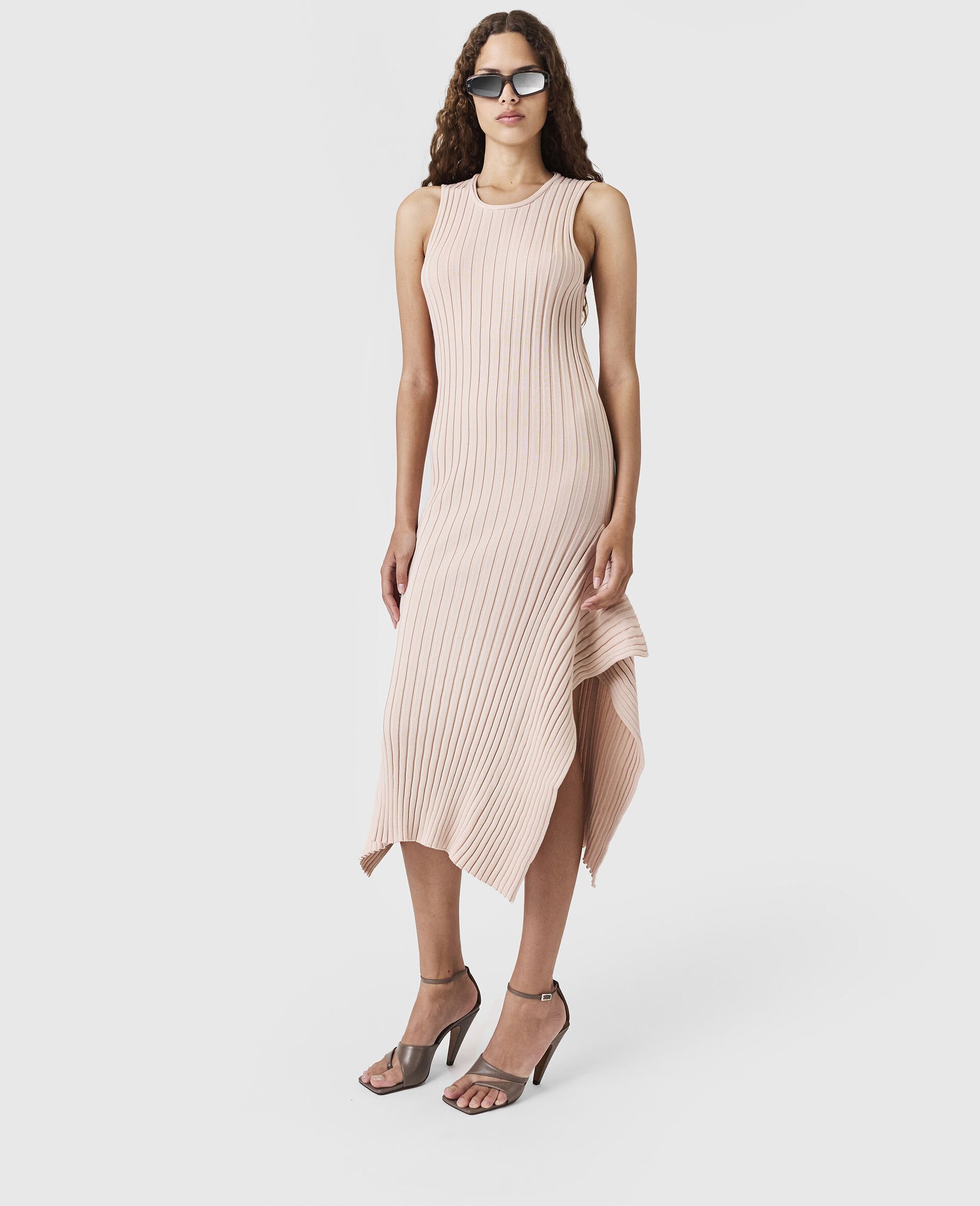 Knit Kick-Flare Maxi Dress-Pink-model