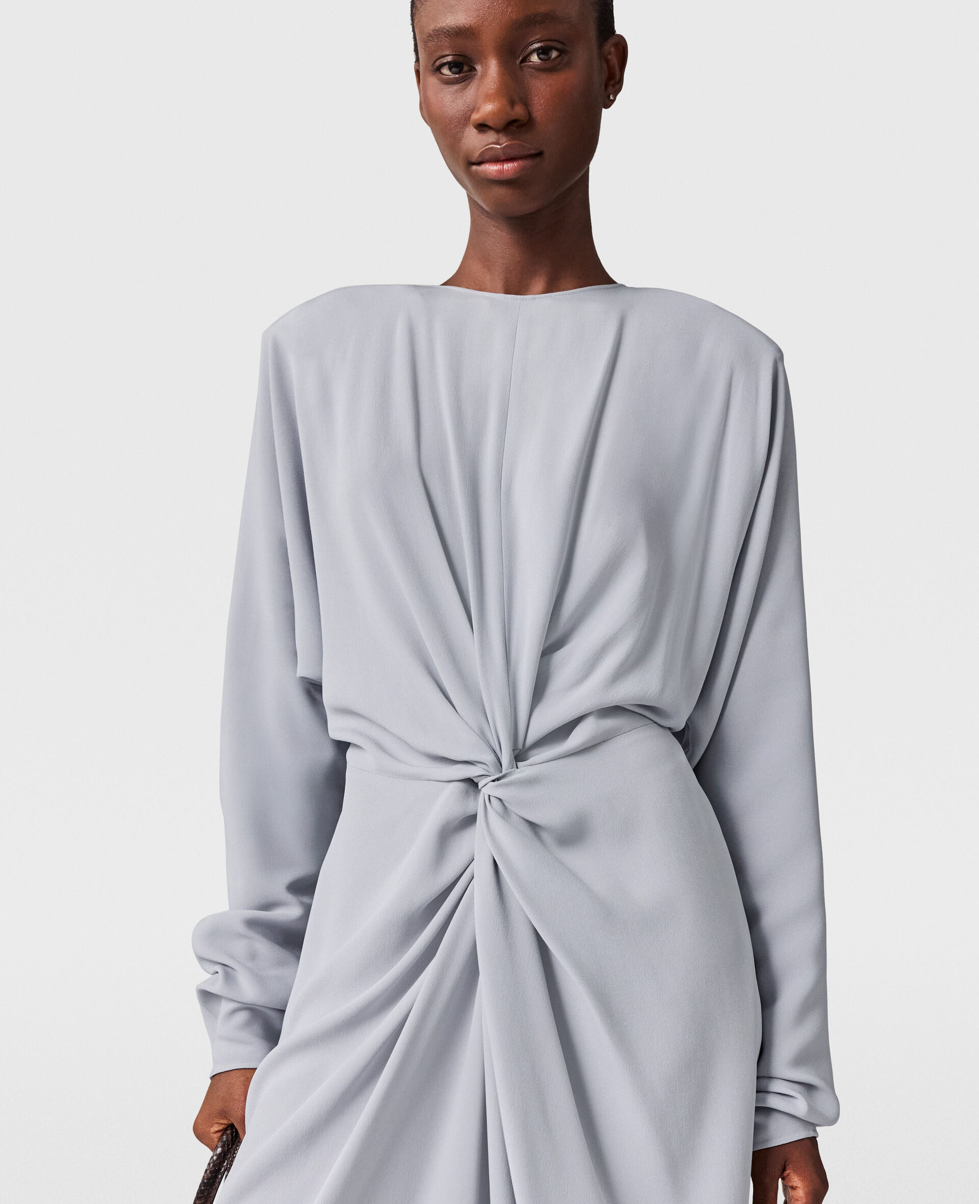 Twist-Front Long-Sleeved Midi Dress-Blue-large Twist-Front Long-Sleeved Midi Dress-Blue-large image number 3