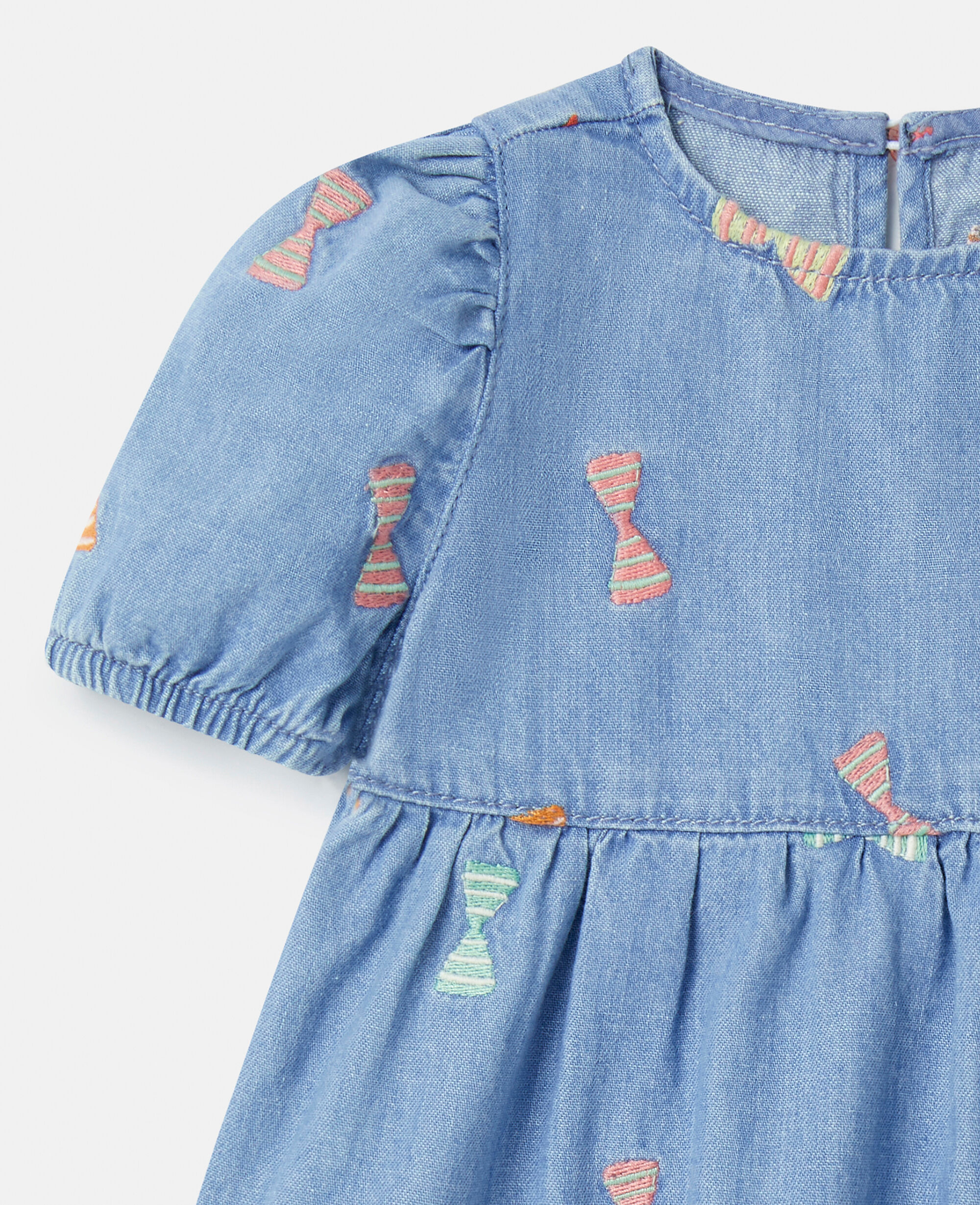 Denim dress with cheap bow