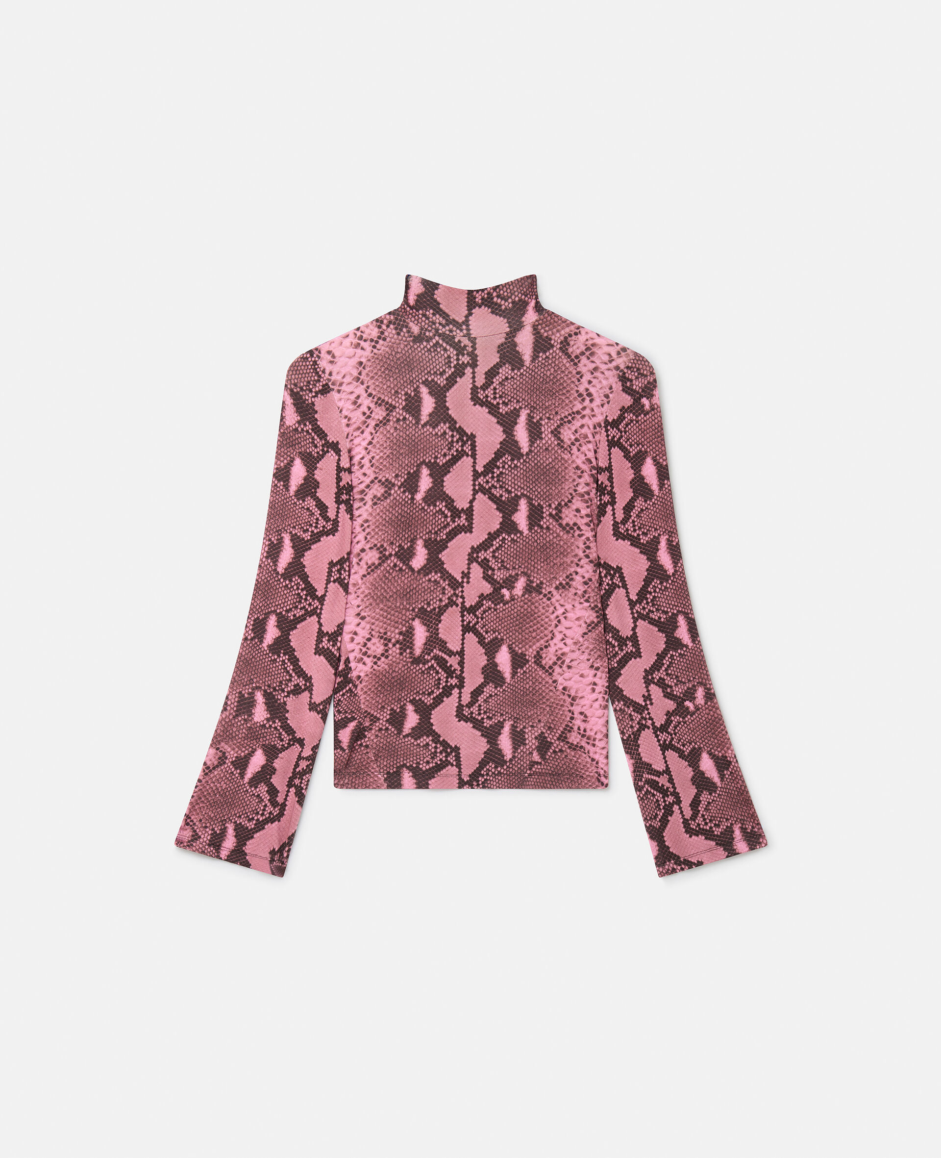 蟒蛇纹印花喇叭袖上衣-粉色-medium