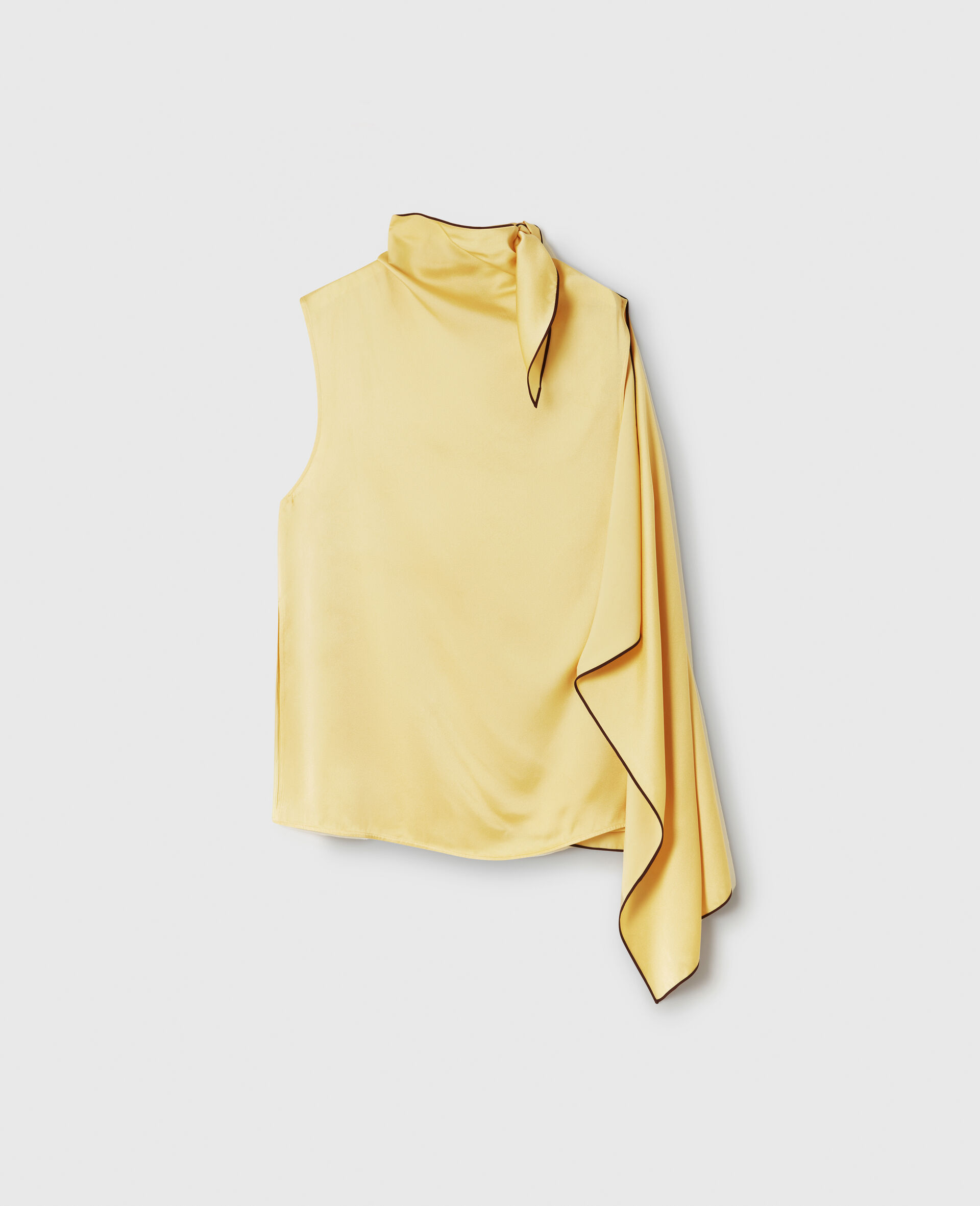 Tie Neck Top-Yellow-large image number 0