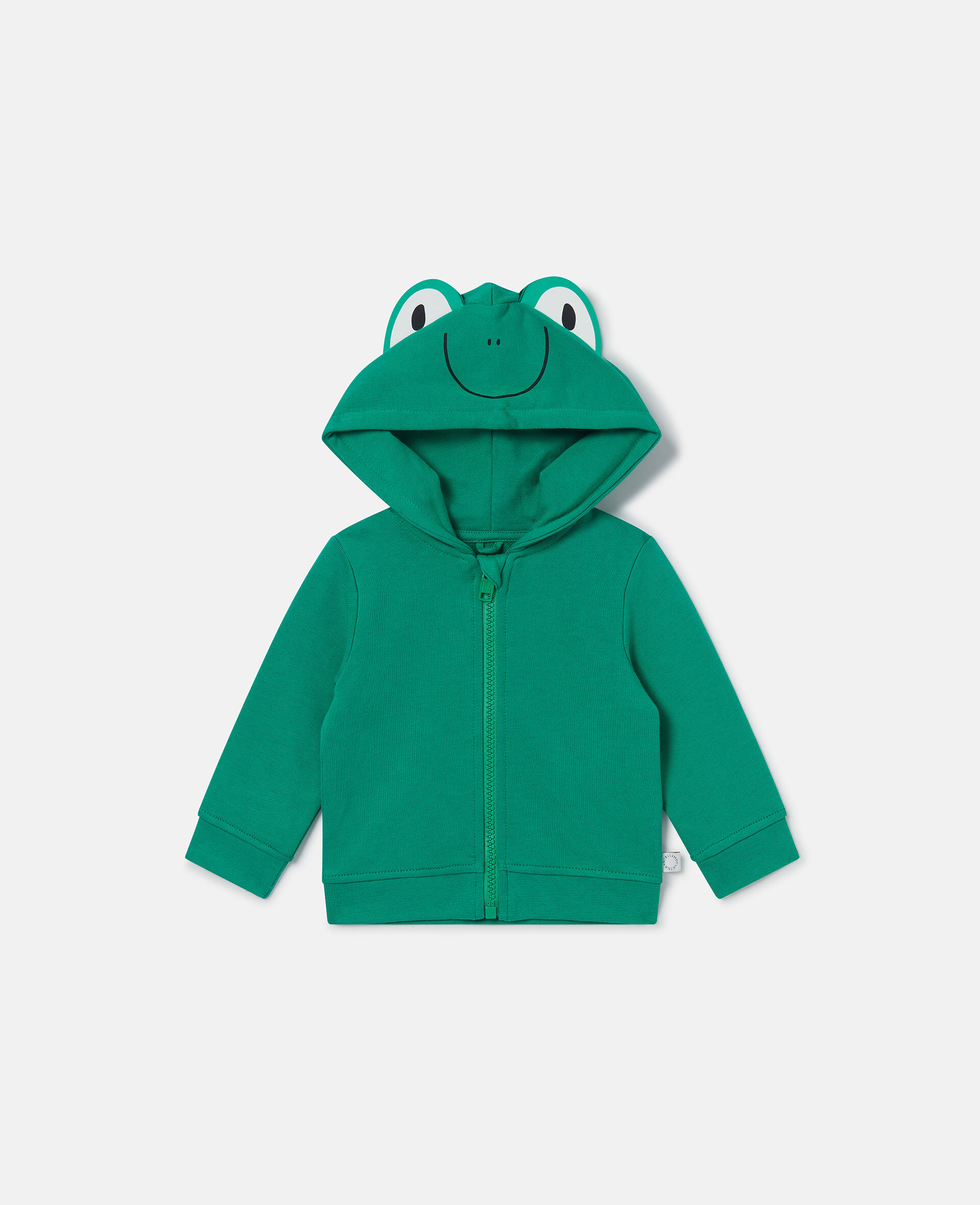 Sweat shirt graphique zippe a capuche avec grenouille-Vert-large image number 0