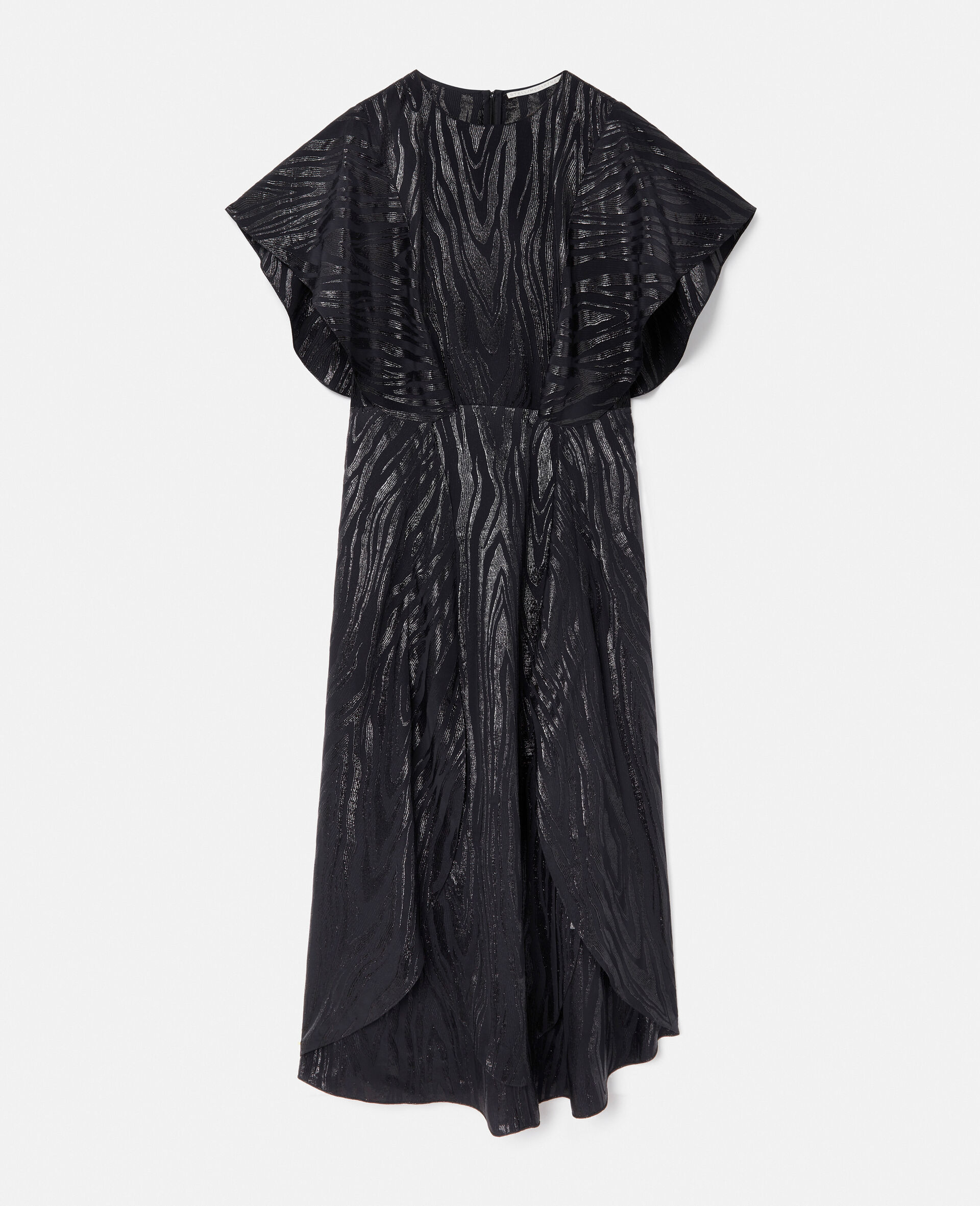 Woodgrain Print Lurex Midi Dress-Black-large image number 0