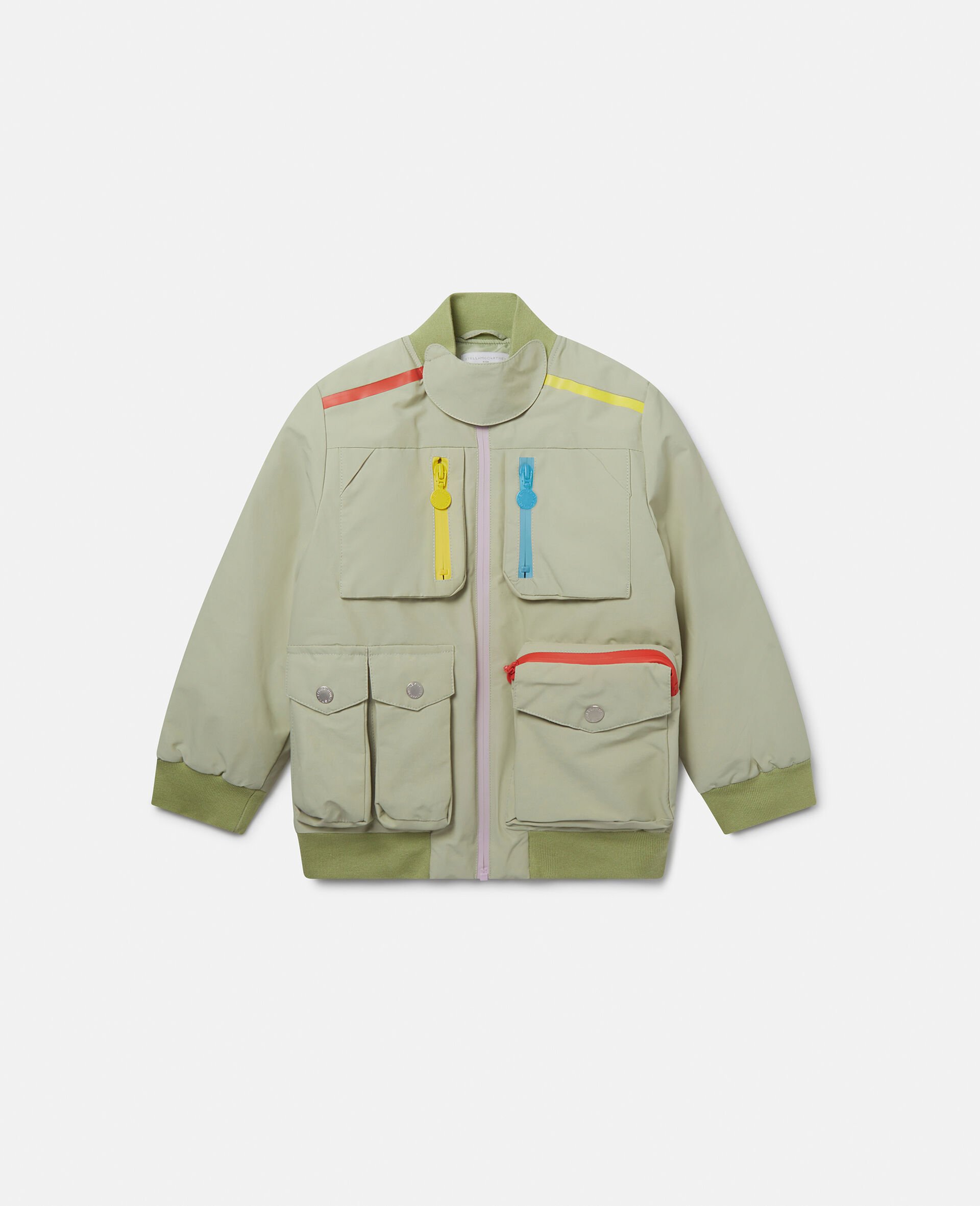 Multi-Pocket High-Neck Jacket -Green-large image number 0