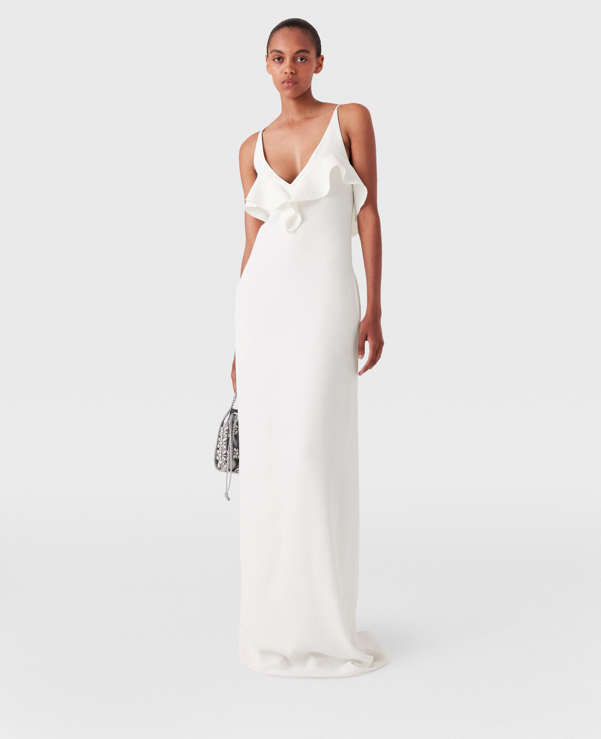 Ruffle Tier V-Neck Dress-Black-large image number 4