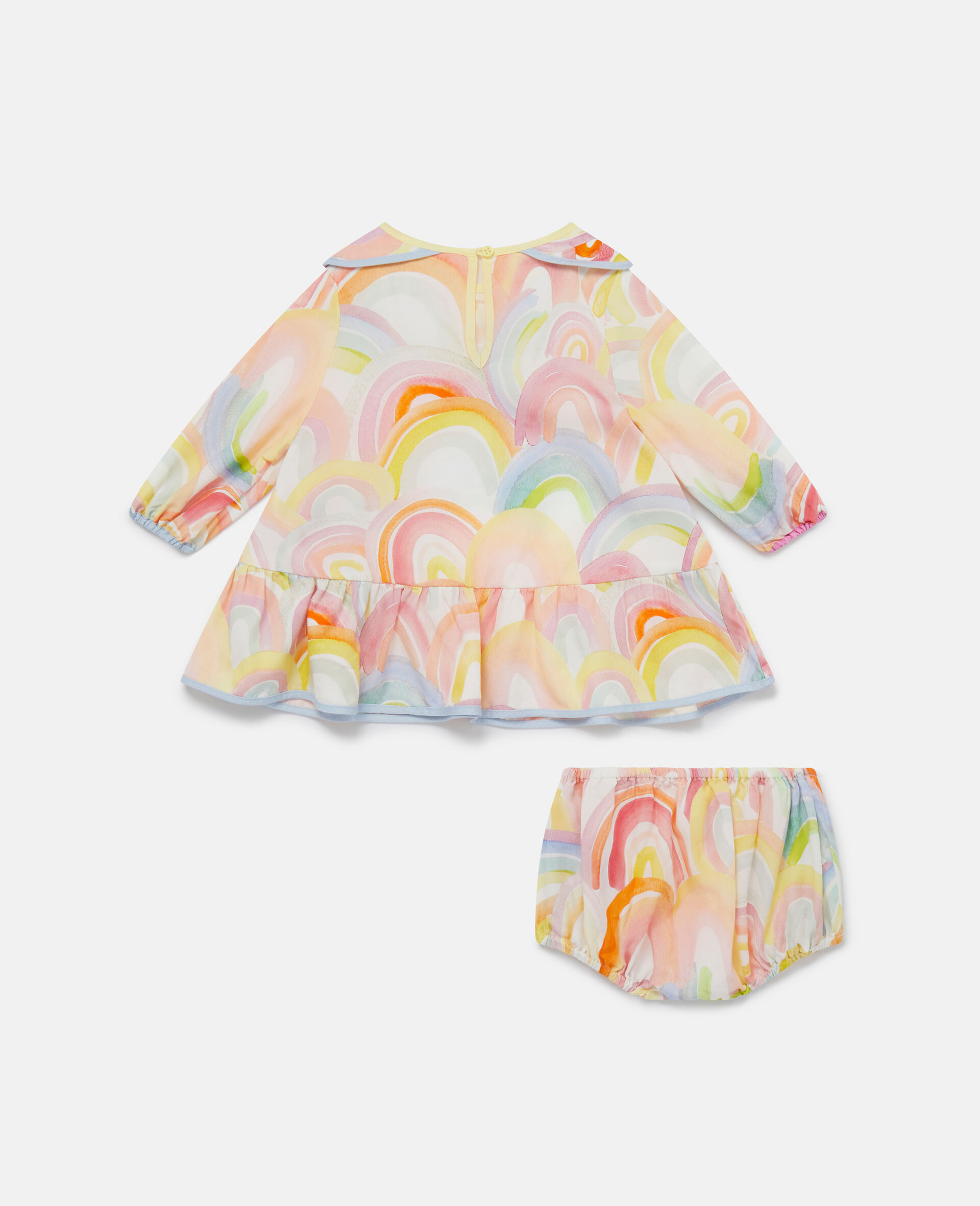 Watercolour Rainbow Print Dress and Bloomers Set-Black-large image number 2