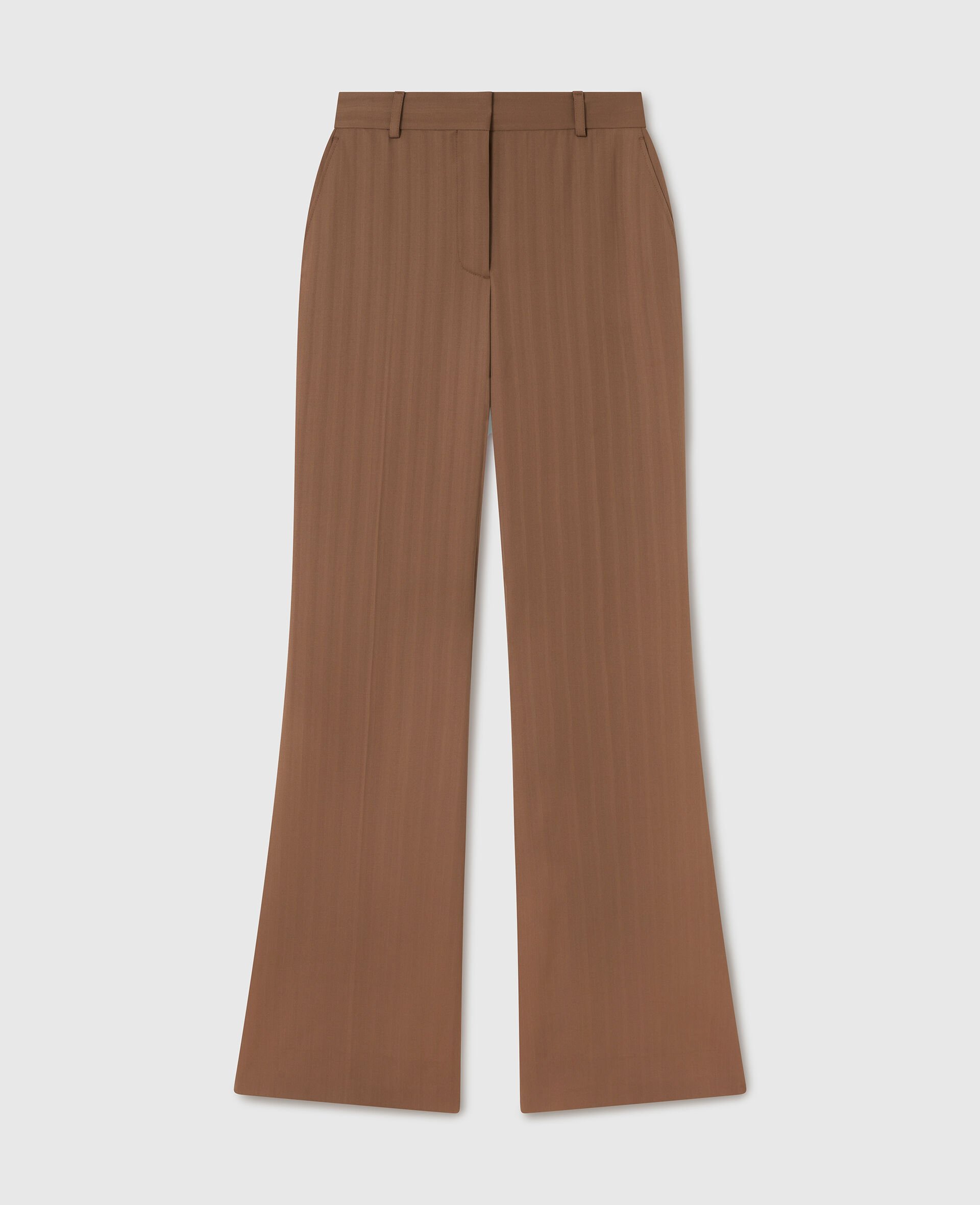 Mid-Rise Bootcut Trousers-Brown-medium