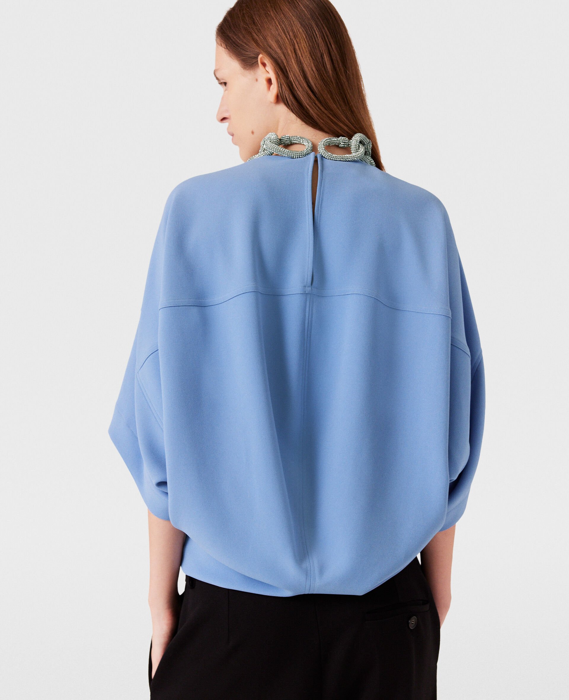 Crystal Chain Short-Sleeve Top-Blue-large Crystal Chain Short-Sleeve Top-Blue-large image number 4