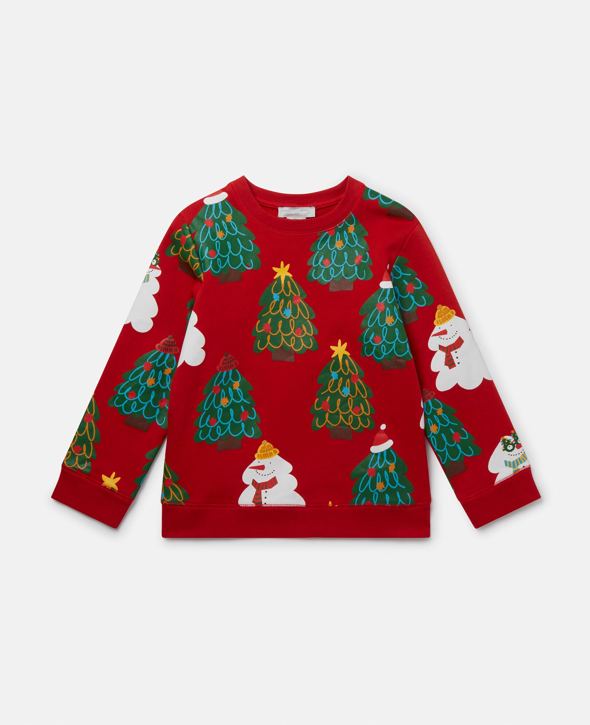 Christmas Tree Pattern Sweatshirt-Red-medium