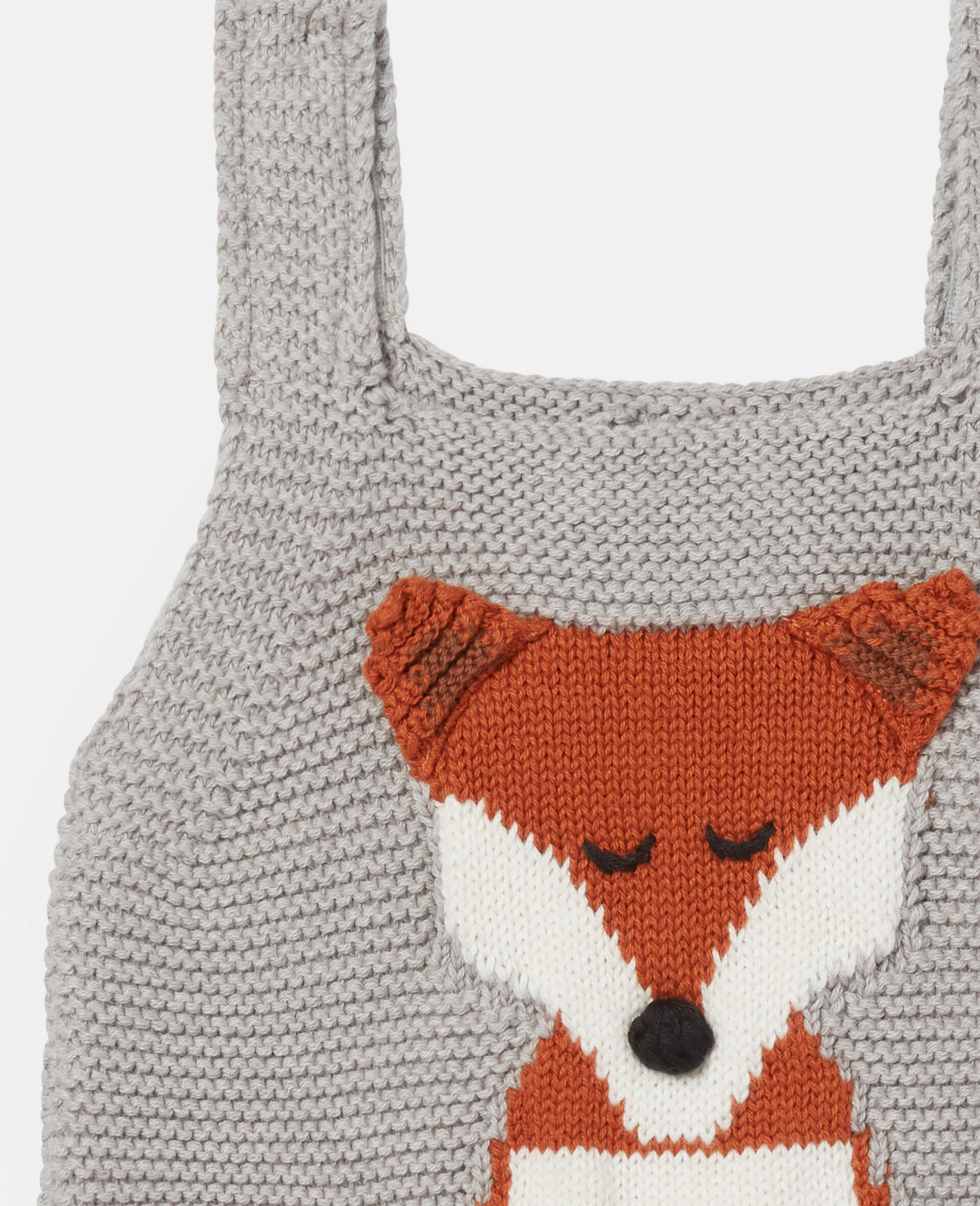 Knit Fox Bodysuit-Grey-large image number 1