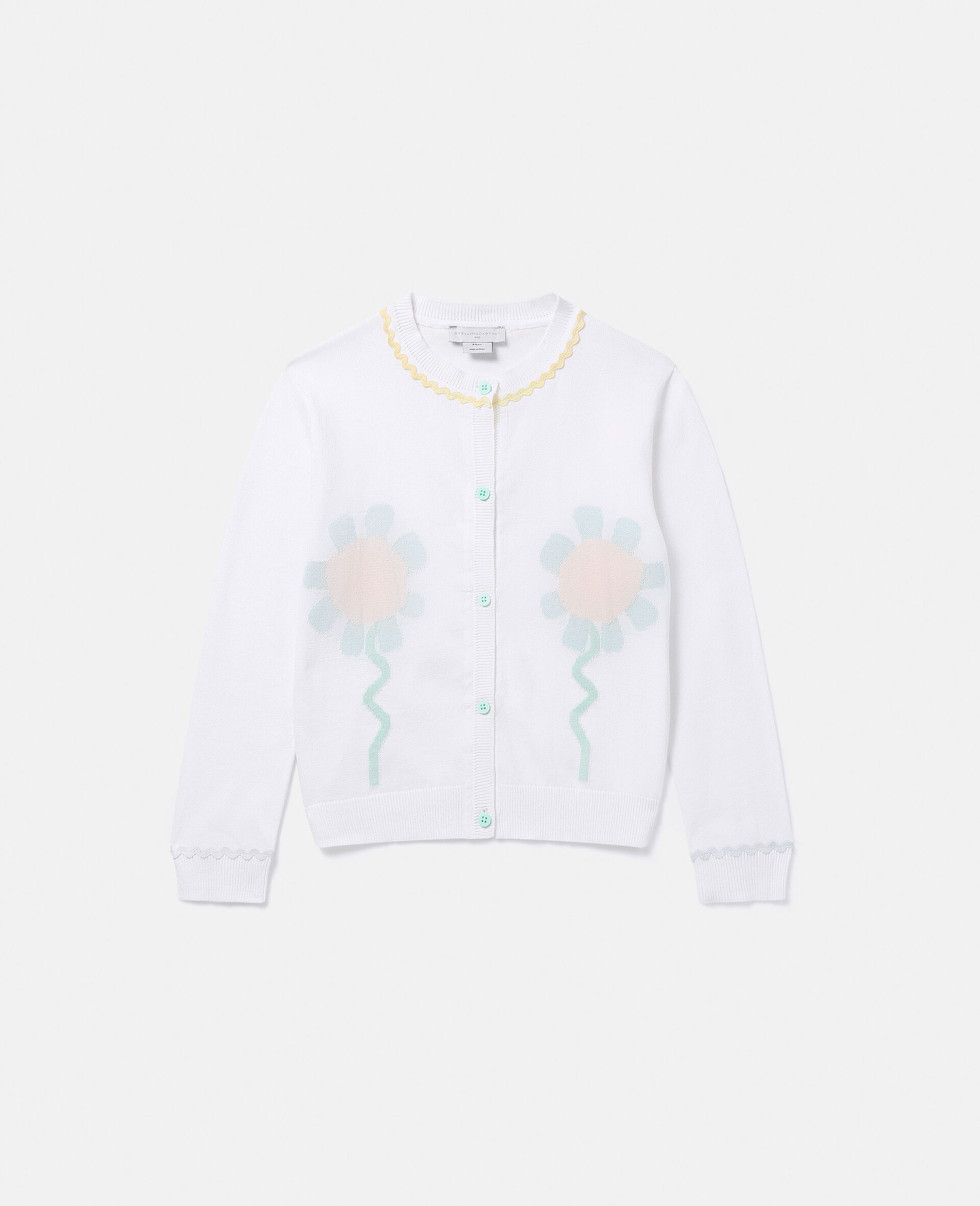 Graphic Flower Cardigan-Cream-medium