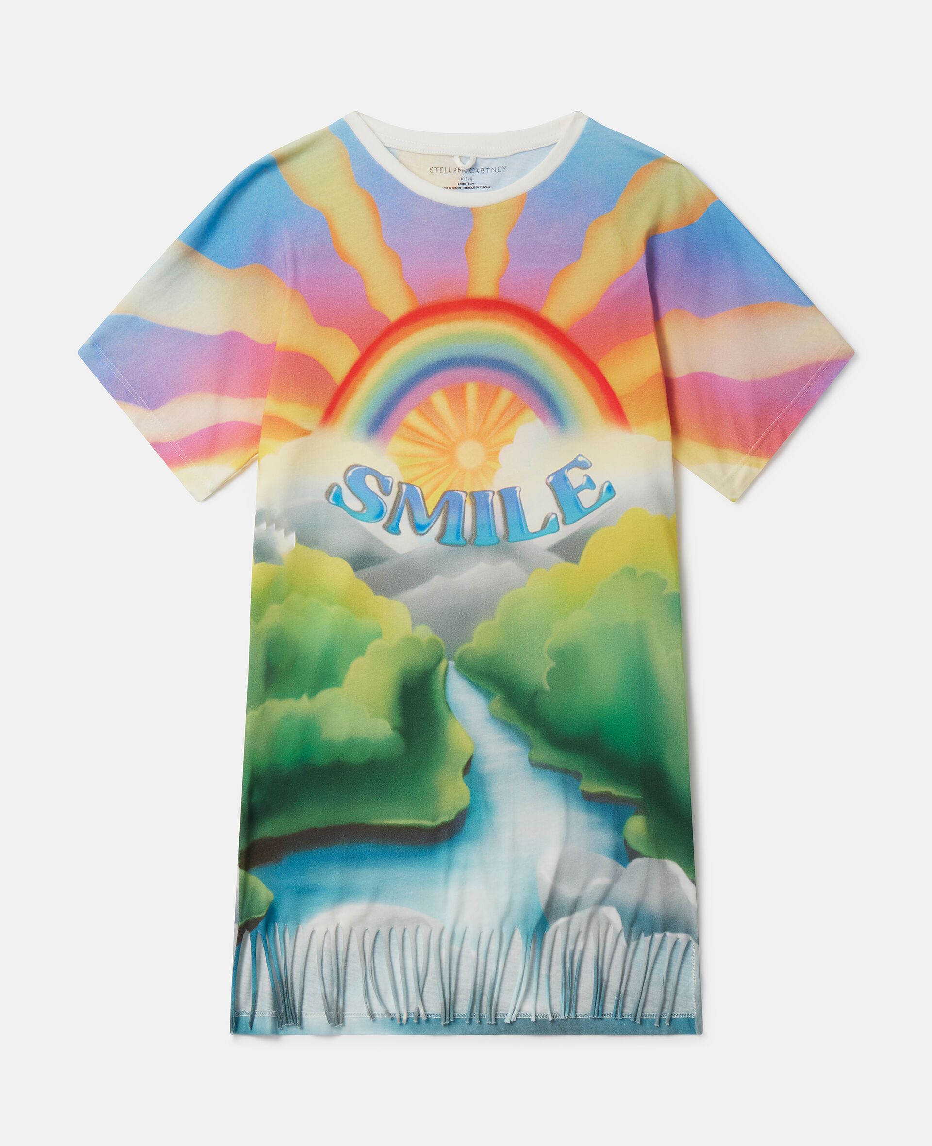 Smile Print T-Shirt Dress-Multicoloured-large image number 0