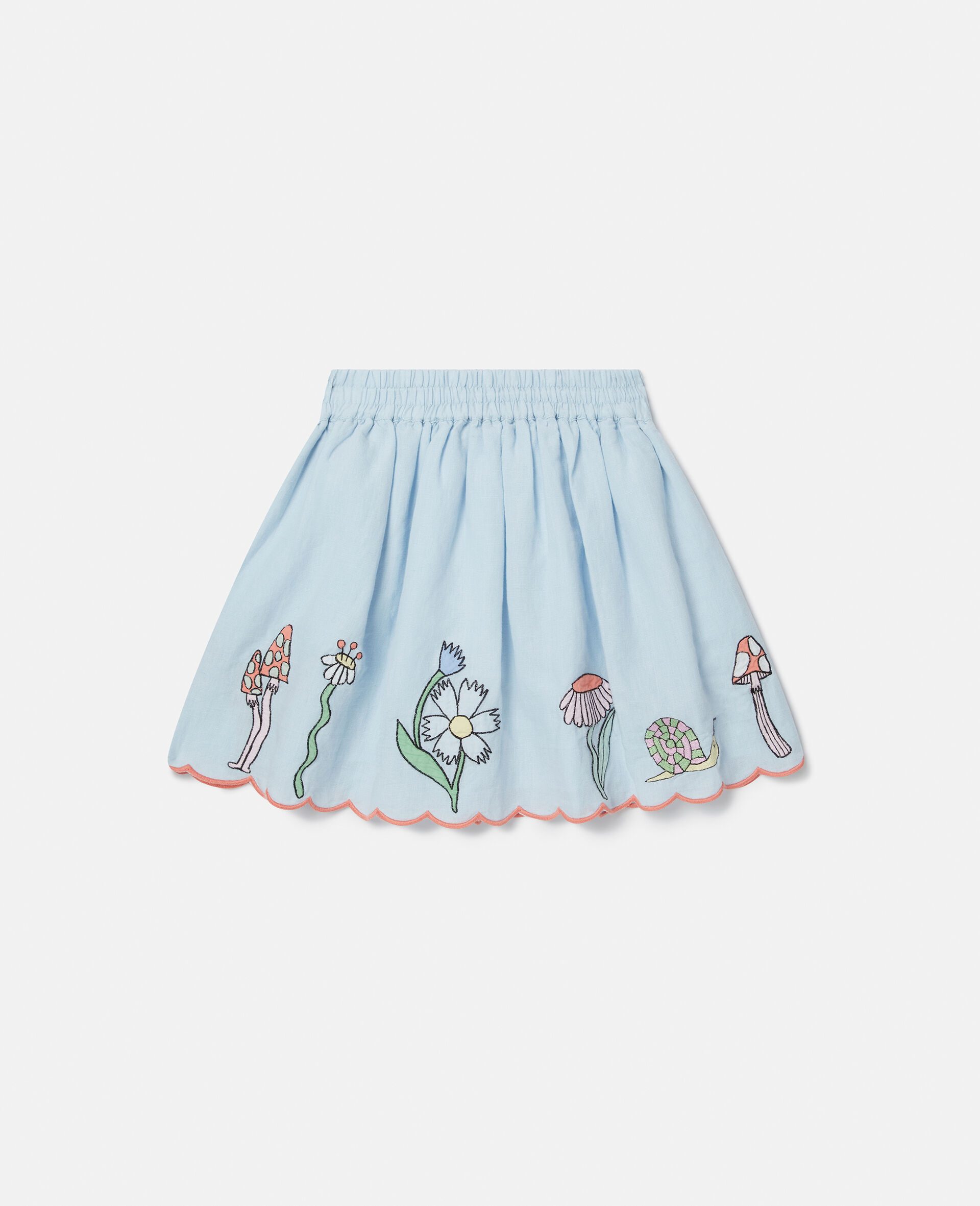 Woodland Friends Elasticated Scalloped-Trim Skirt -Blue-large image number 0