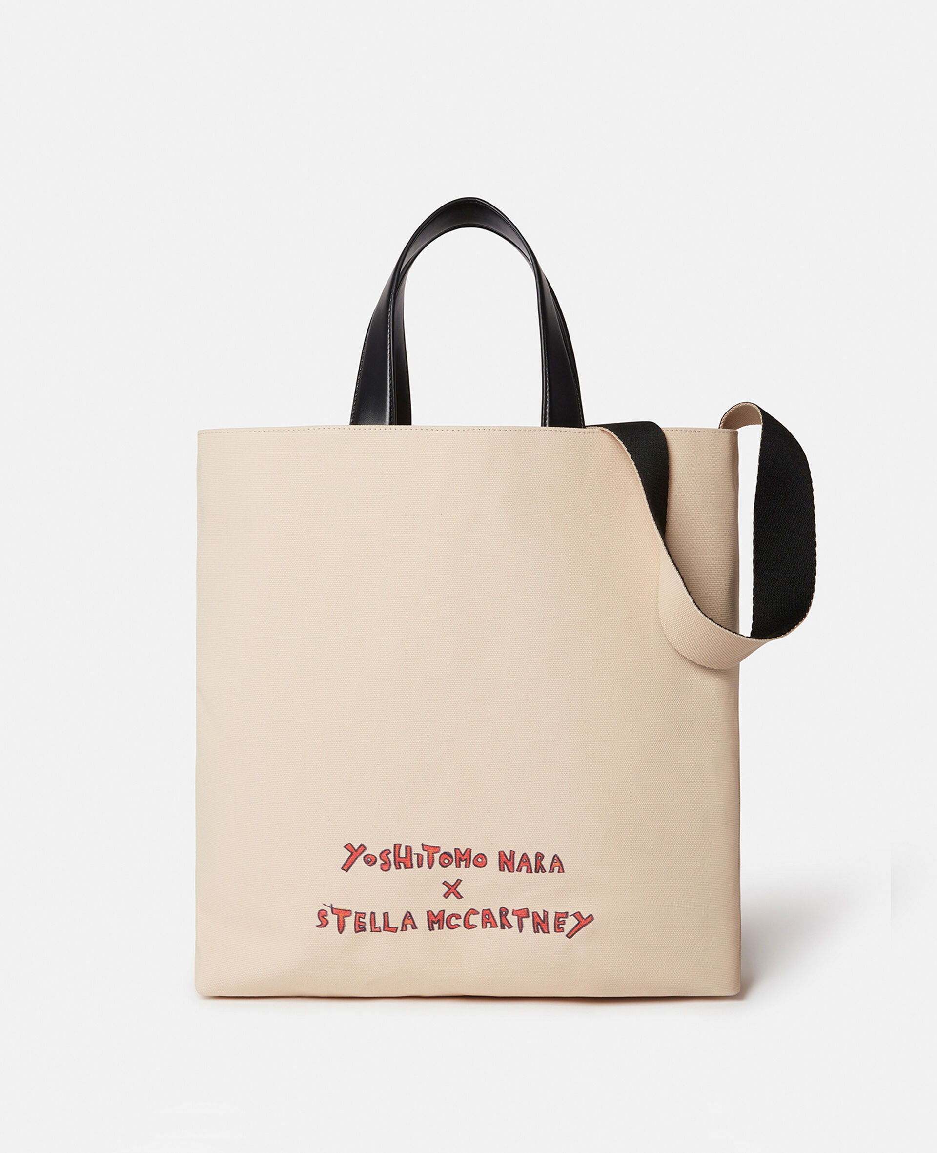 Borsa tote in tela di cotone con stampa Twins I-Beige-large image number 3