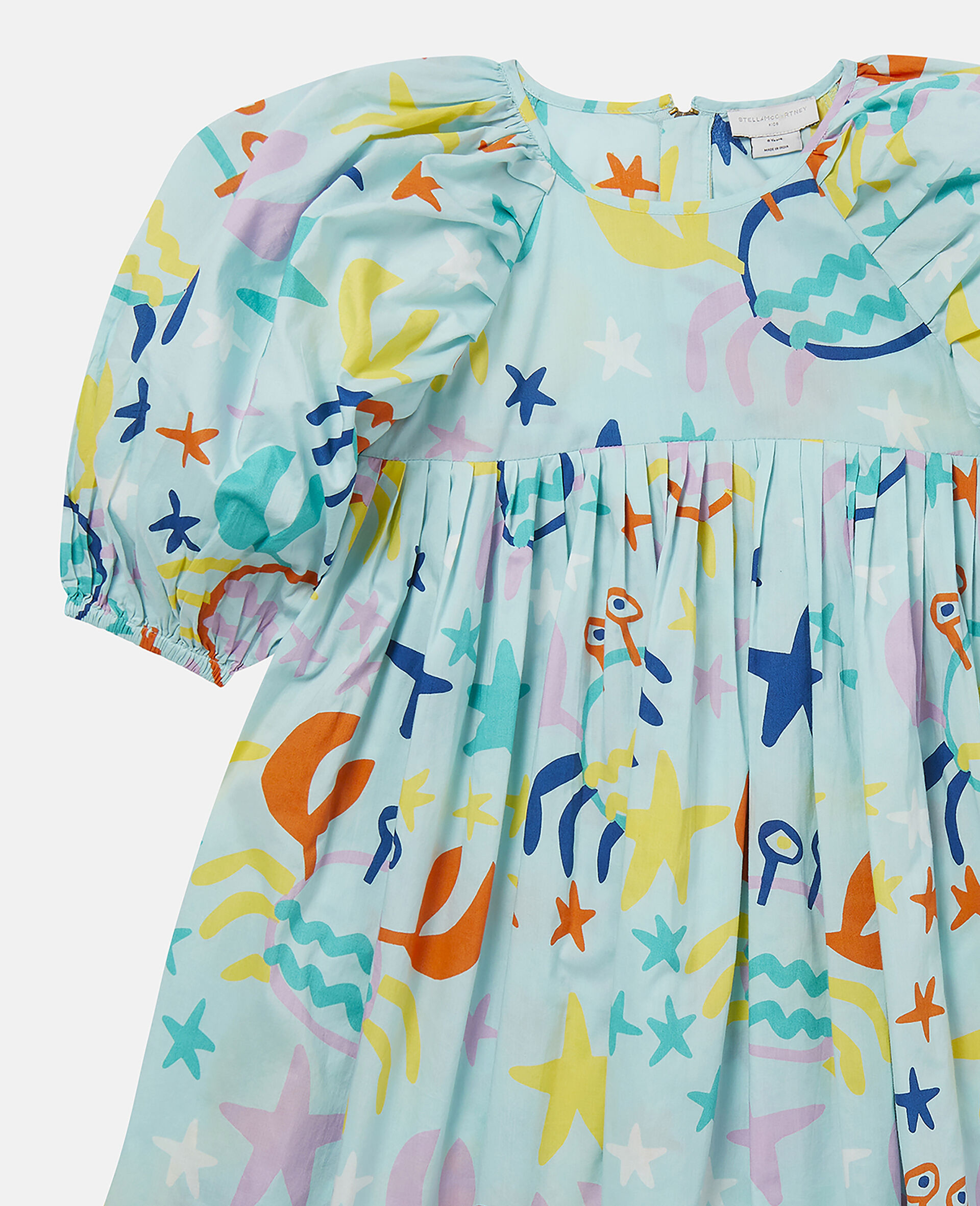 Crab Print Cotton Voile Dress-Multicolour-large image number 1