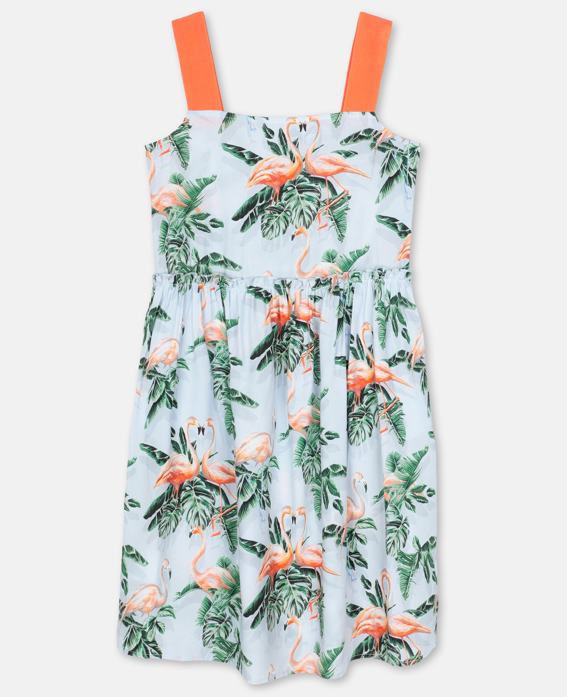 Kids Painty Flamingo Blue Painty Flamingo Viscose Dress Stella Mccartney Tr