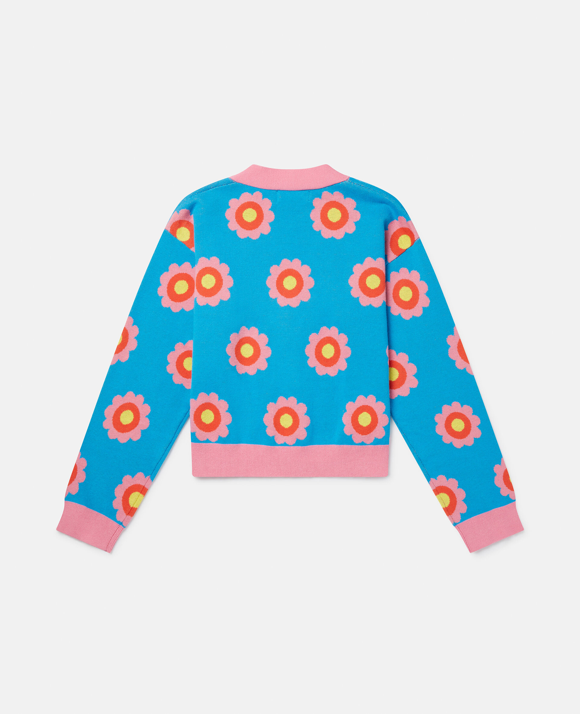 Graphic Flower Intarsia Knit Cardigan-Multicolour-large image number 2