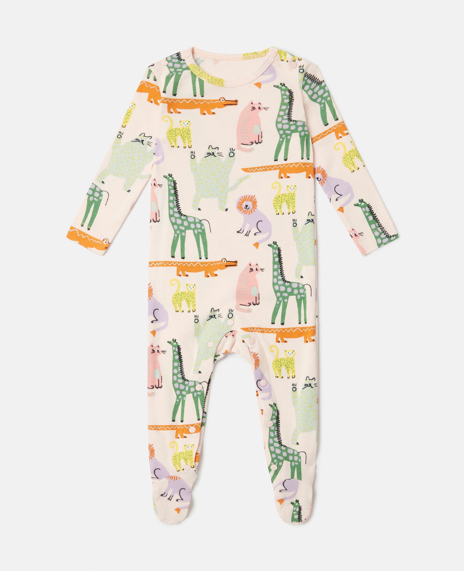 Giraffe Print Babygrow and Bib Set-Purple-large Giraffe Print Babygrow and Bib Set-Purple-large image number 1