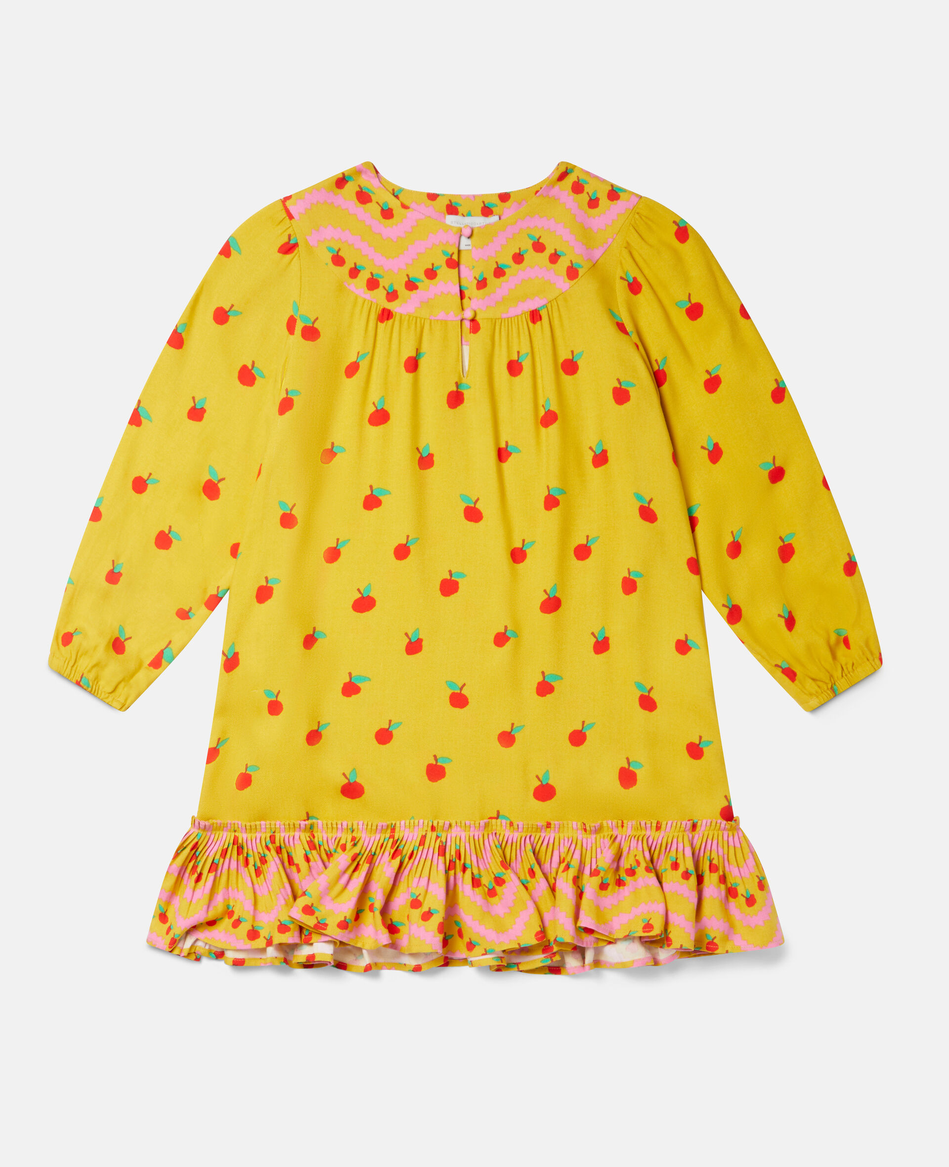 Apple Print Twill Dress-Yellow-large image number 3