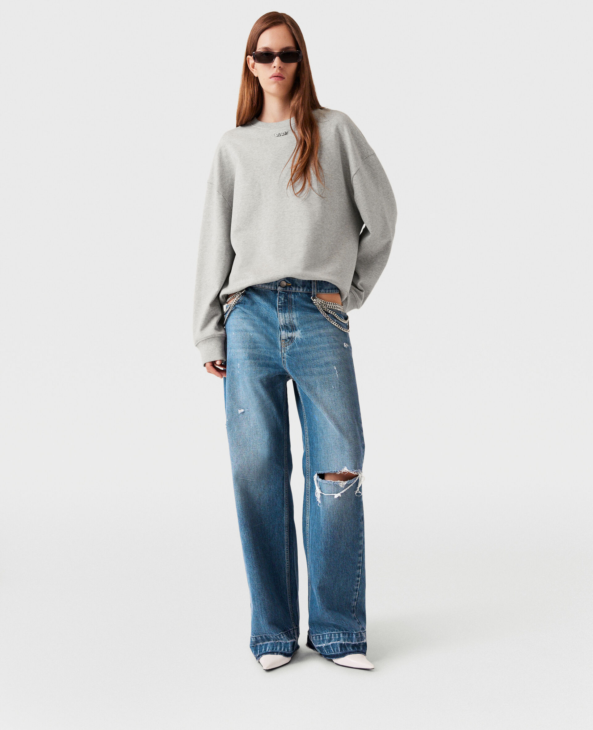 Logo Charm Sweatshirt-Grey-large image number 5