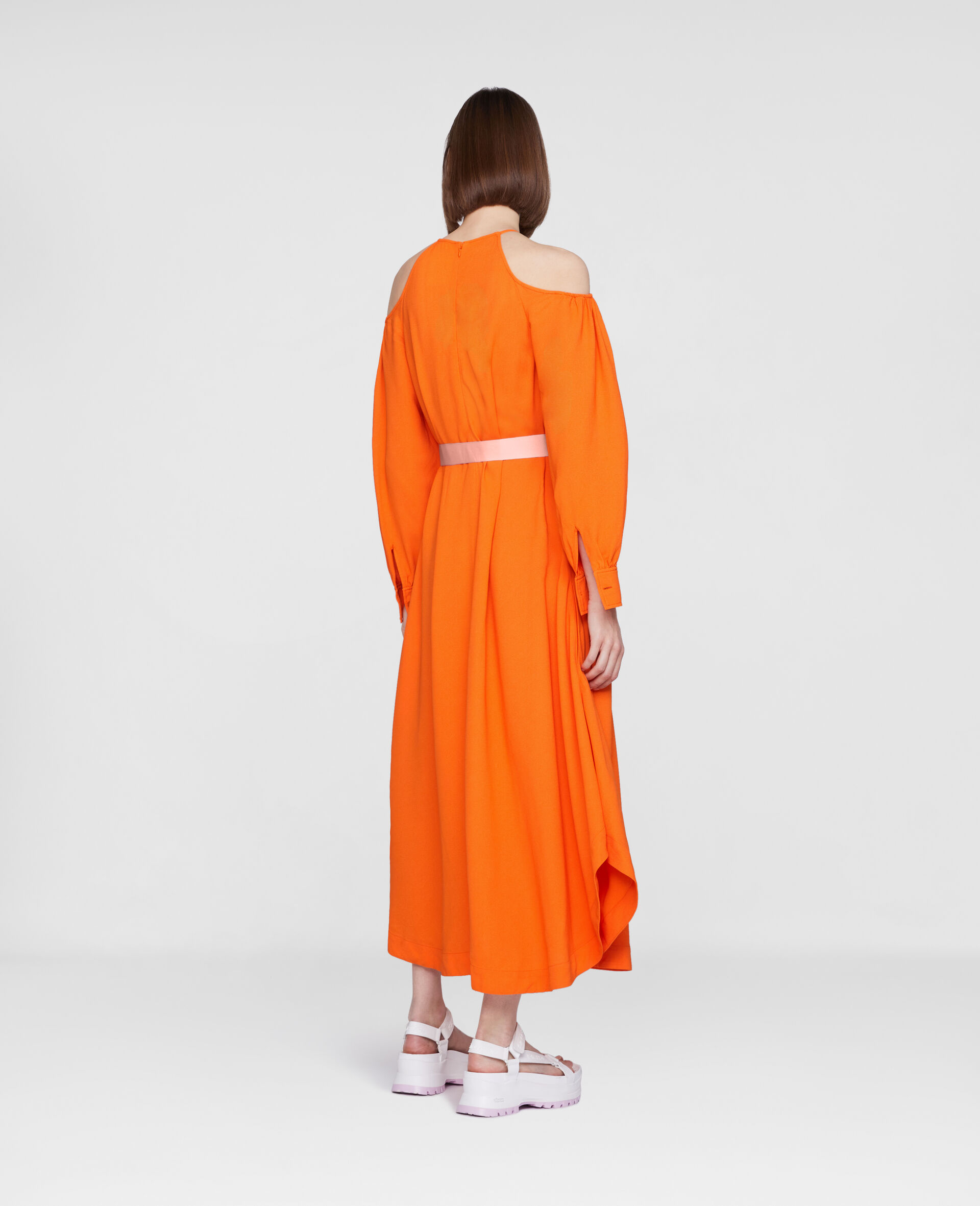 Belted Maxi Dress-Orange-large image number 2