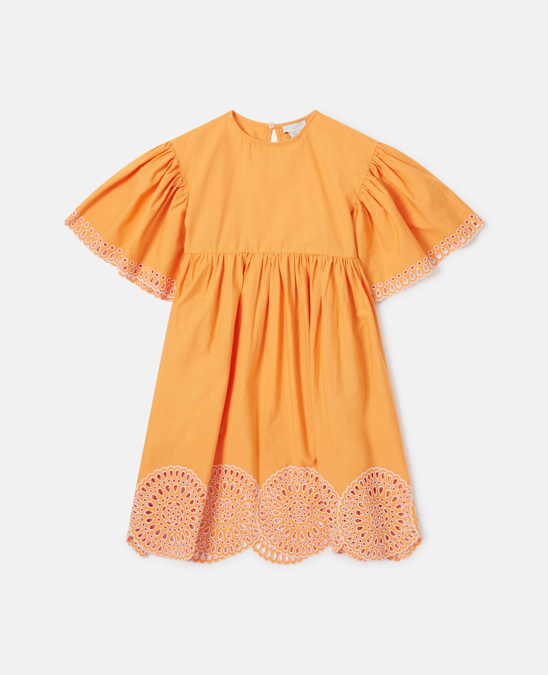 Popeline Short-Sleeve Dress-Pink-medium