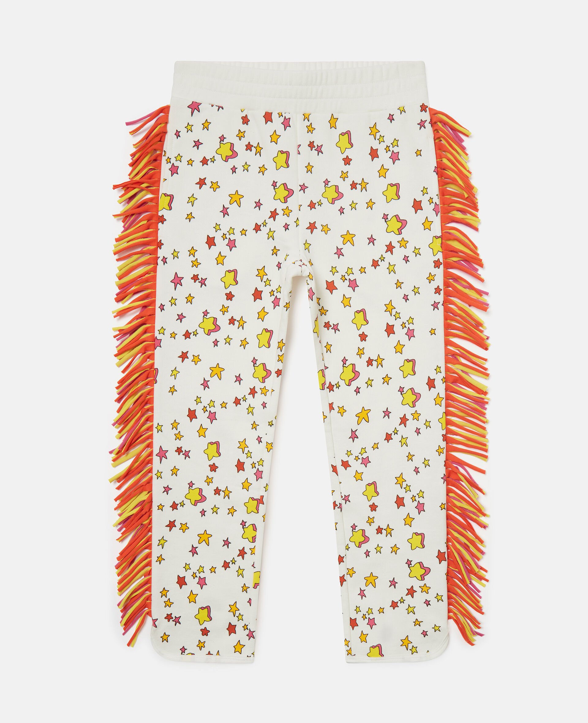 Star Graphic Fringed Drawstring Sweatpants-White-large image number 0