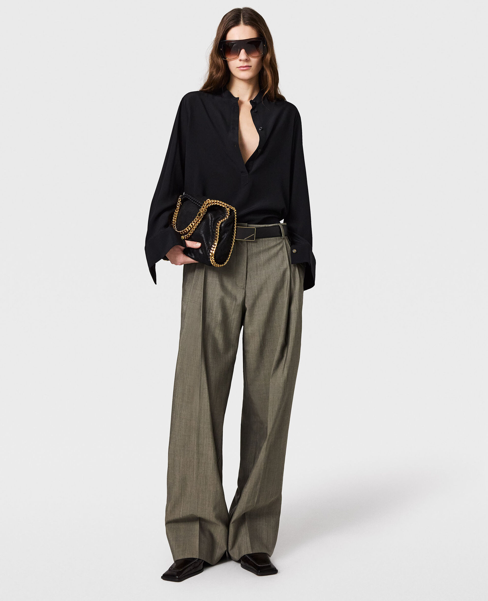 立领衬衫-黑色-large image number 4