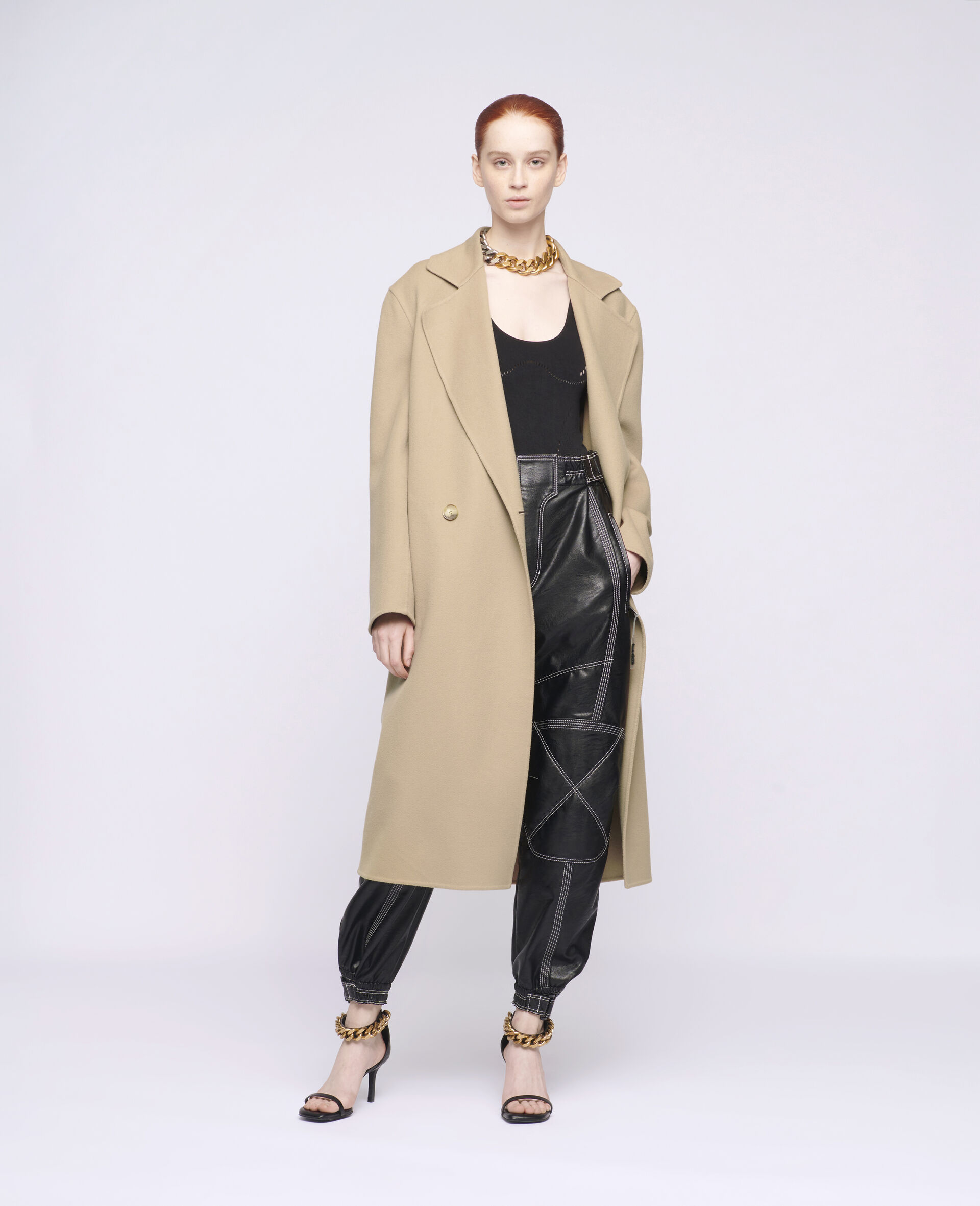 Double-Breasted Wool Coat-Brown-large image number 1