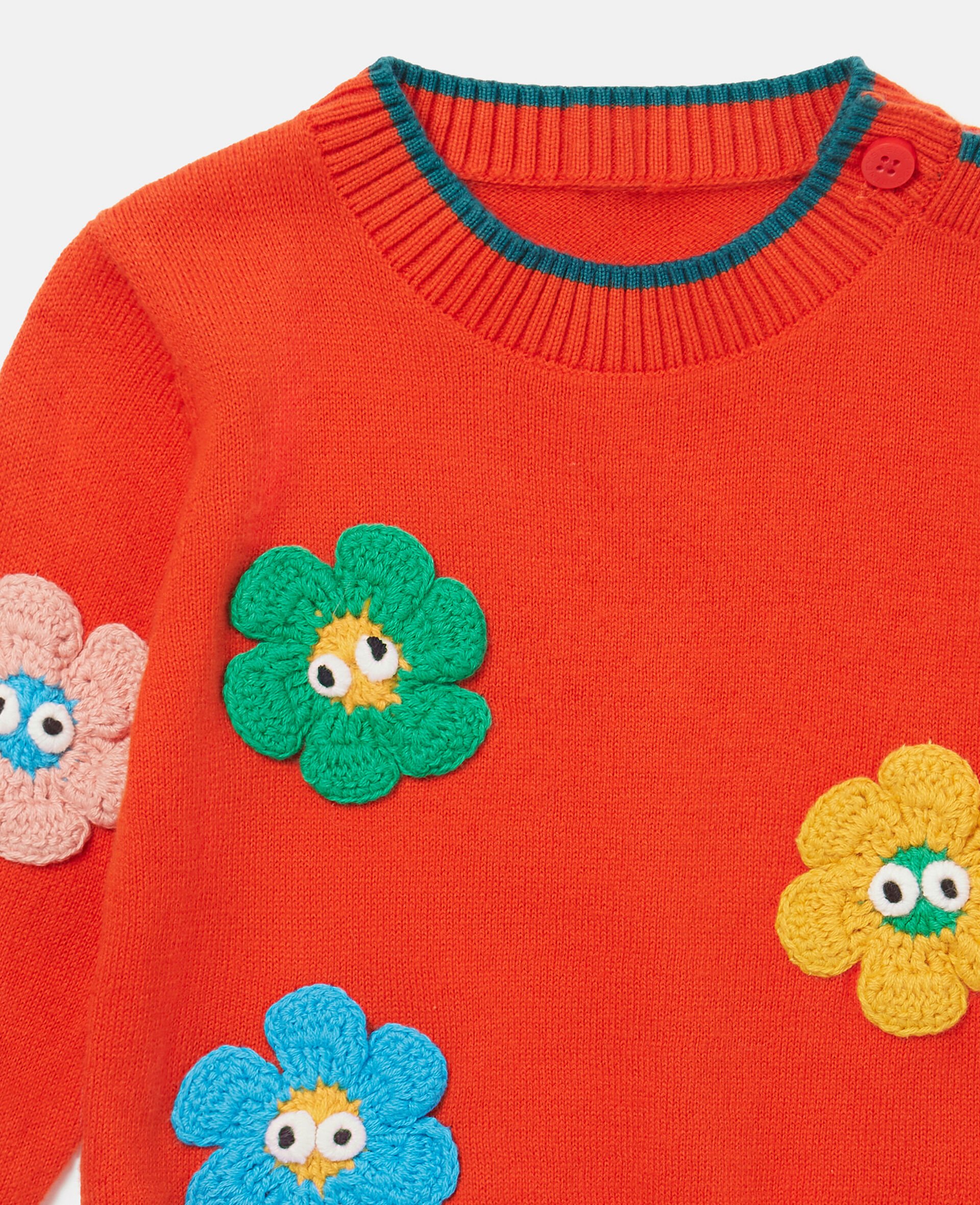 Smiling Flower Appliqué Jumper-Red-large Smiling Flower Appliqué Jumper-Red-large image number 1