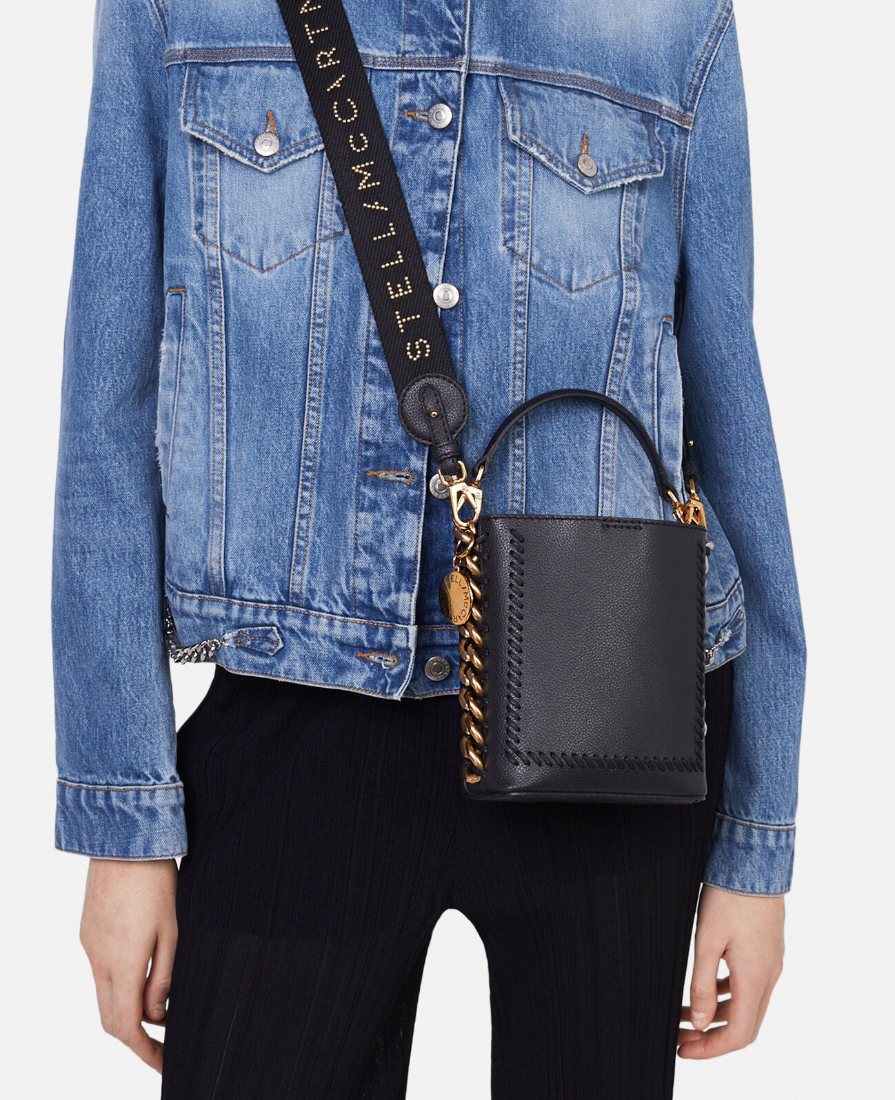 Women Black Frayme MIRUM® Mini Square Bucket Bag | Stella