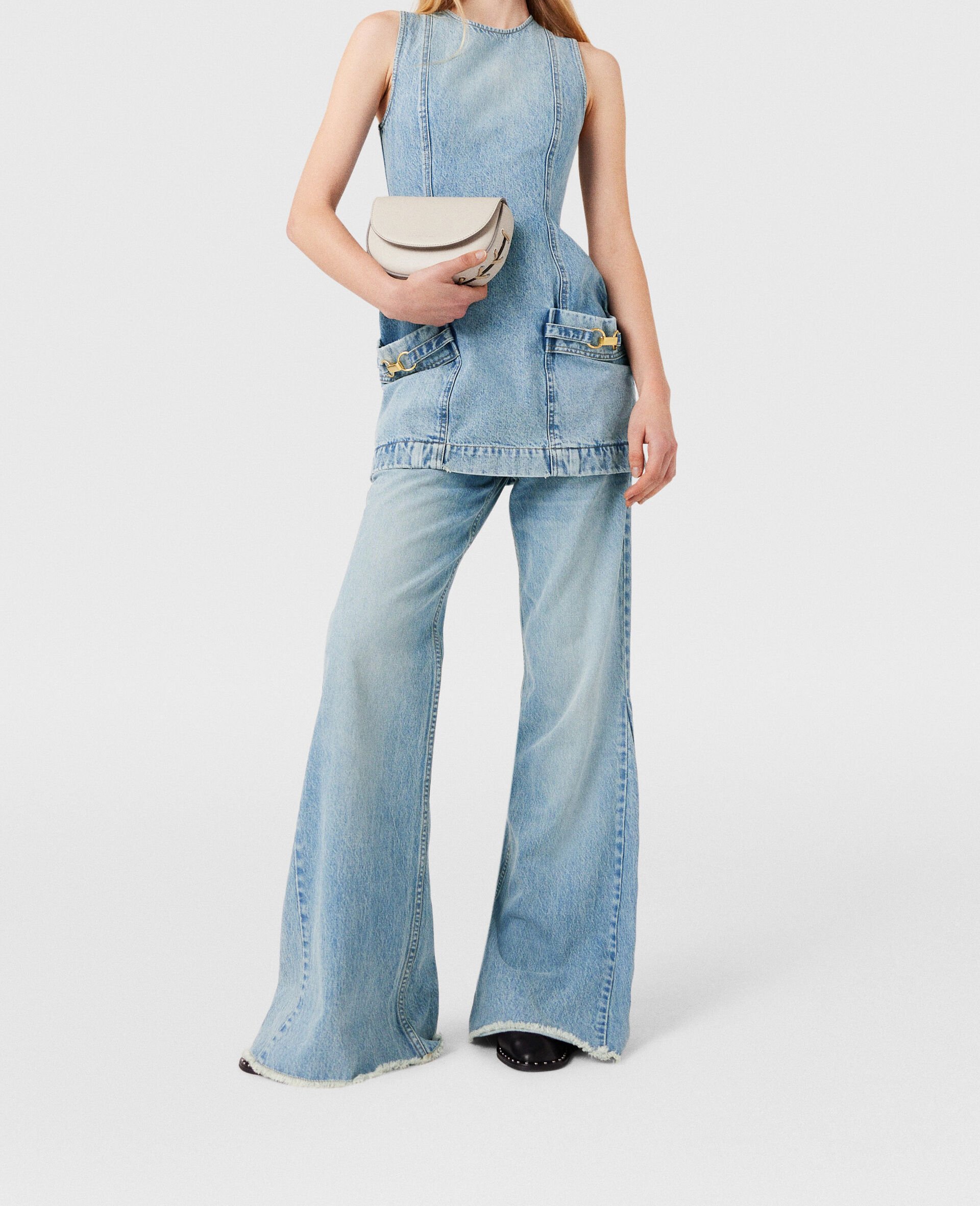 Aermelloses Minikleid mit Spange-Blau-large image number 1