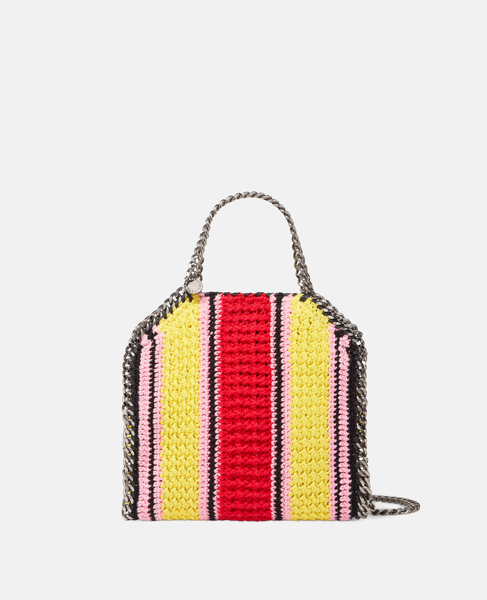Falabella Striped Cotton Crochet Mini Tote Bag-Pink-medium