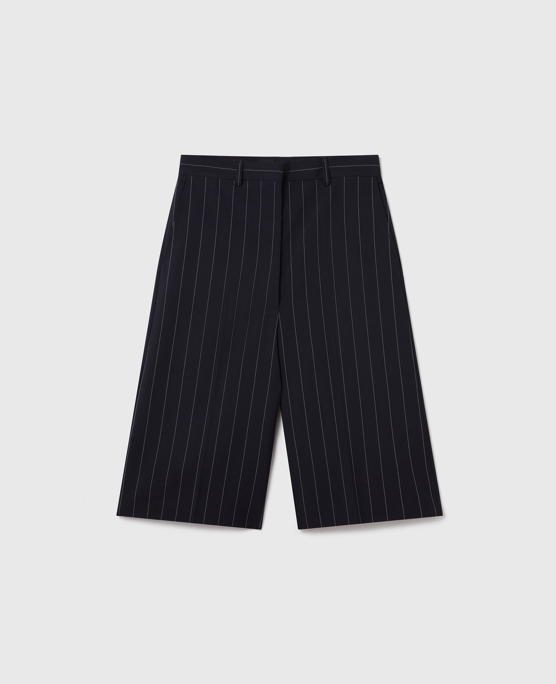 Tailored Pinstripe Wool Shorts-Blue-large image number 0