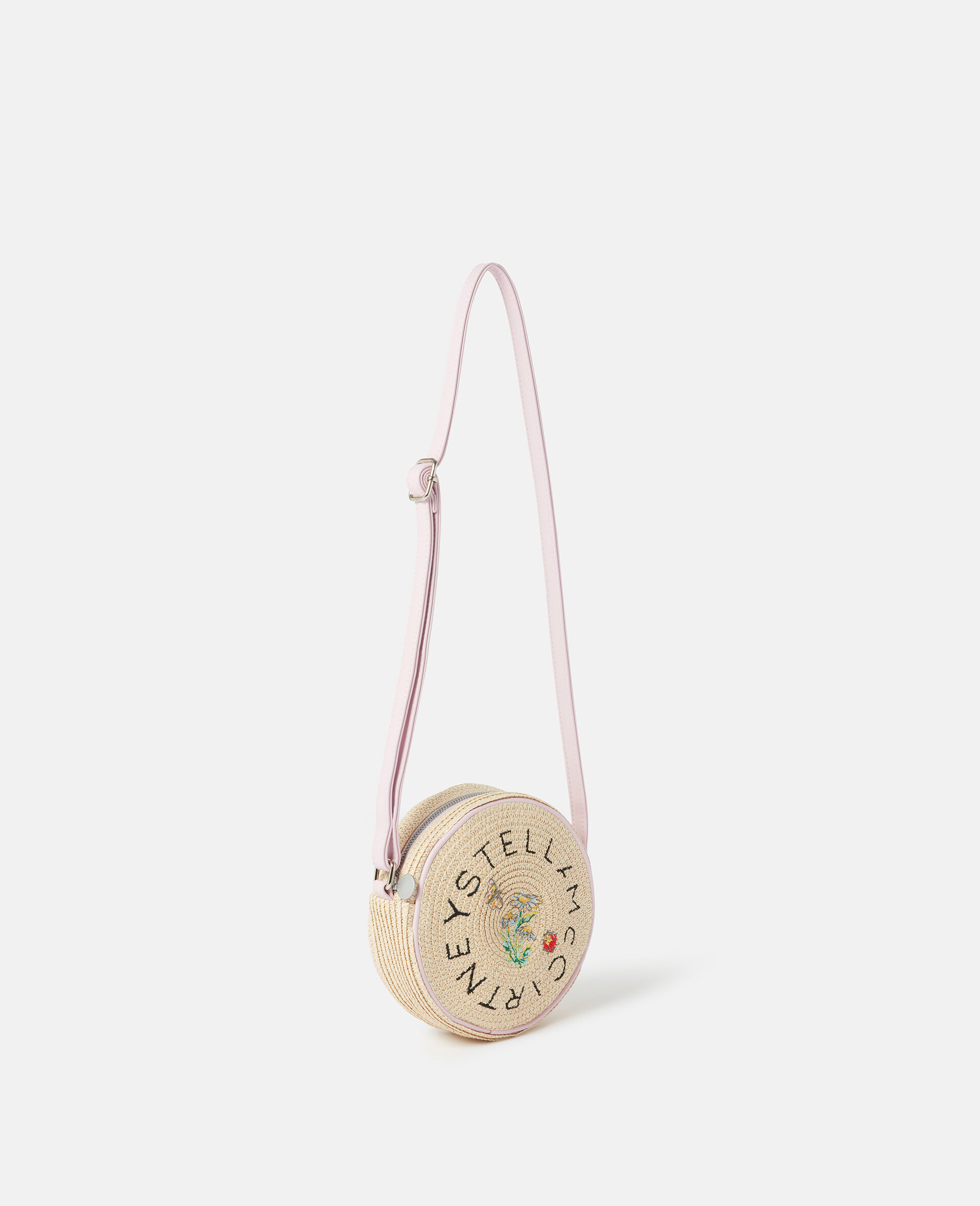 Flower Embroidered Straw Crossbody Bag-Beige-large image number 1
