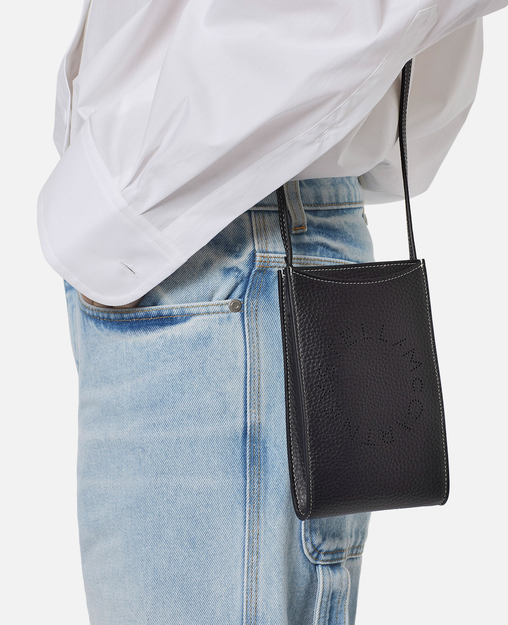 Logo Grainy Alter Mat Crossbody Phone Pouch-Black-large image number 3