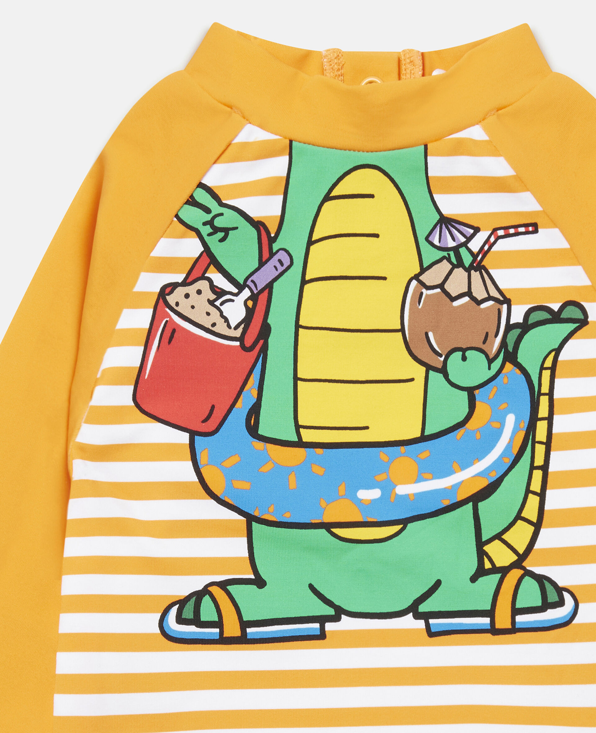 Striped Crocodile Print Jersey Swim Top-Multicoloured-large image number 1