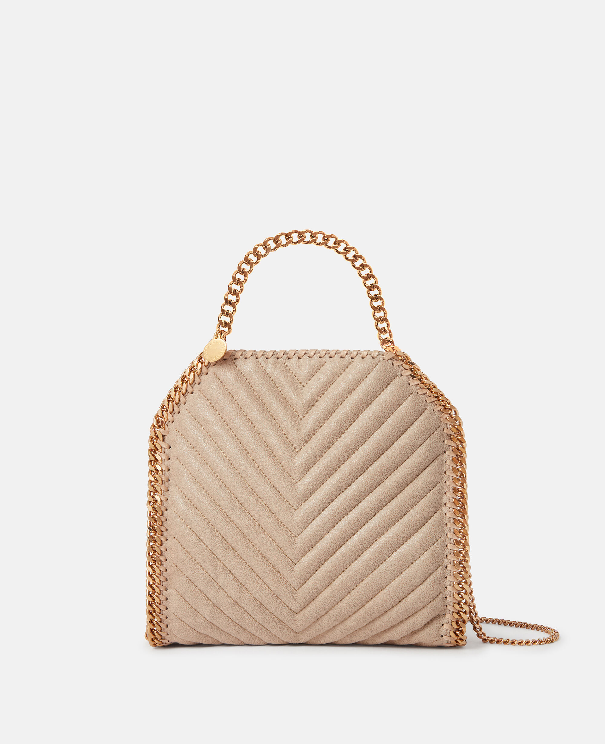 Women Beige Falabella Chevron Quilted Mini Tote Bag Stella McCartney AE