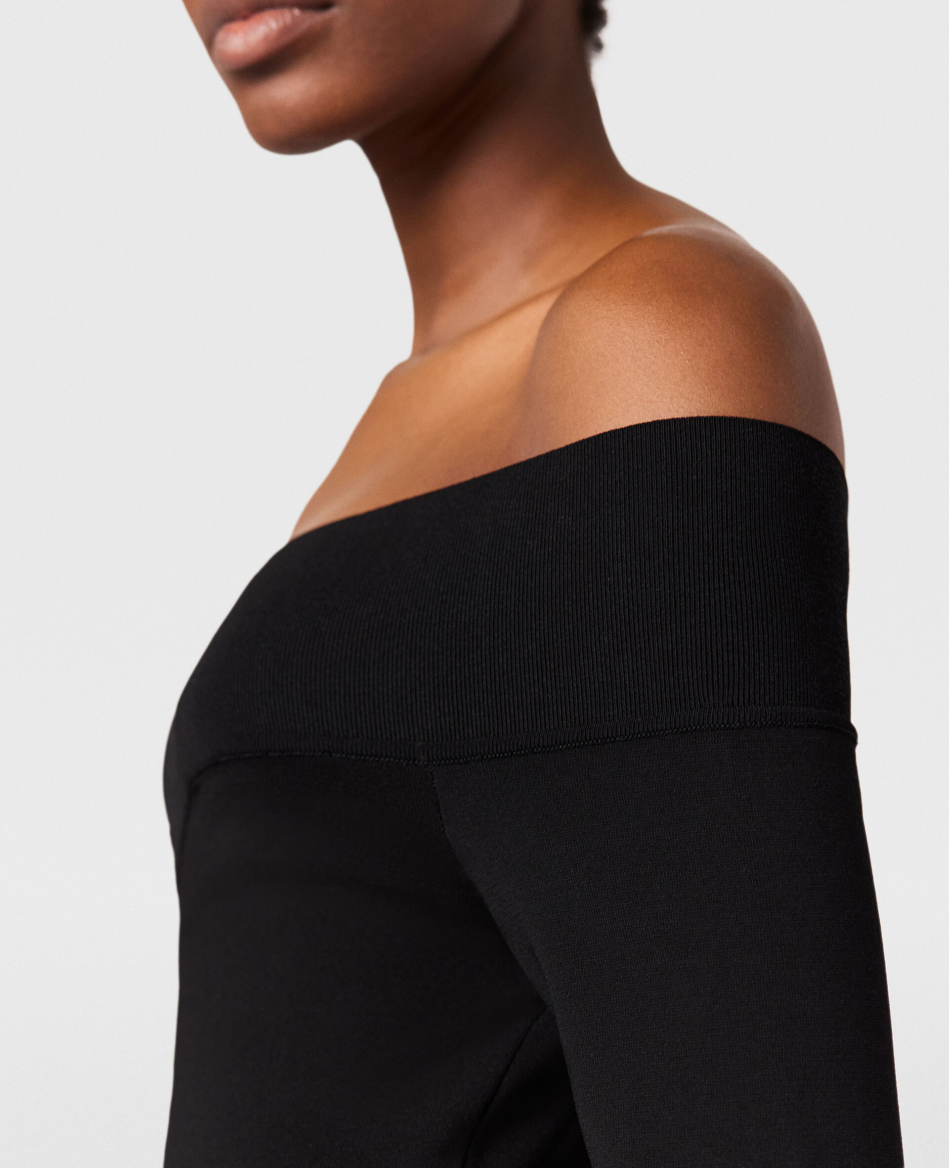 Sheer Long Sleeve Mesh Midi Dress-Black-large image number 3