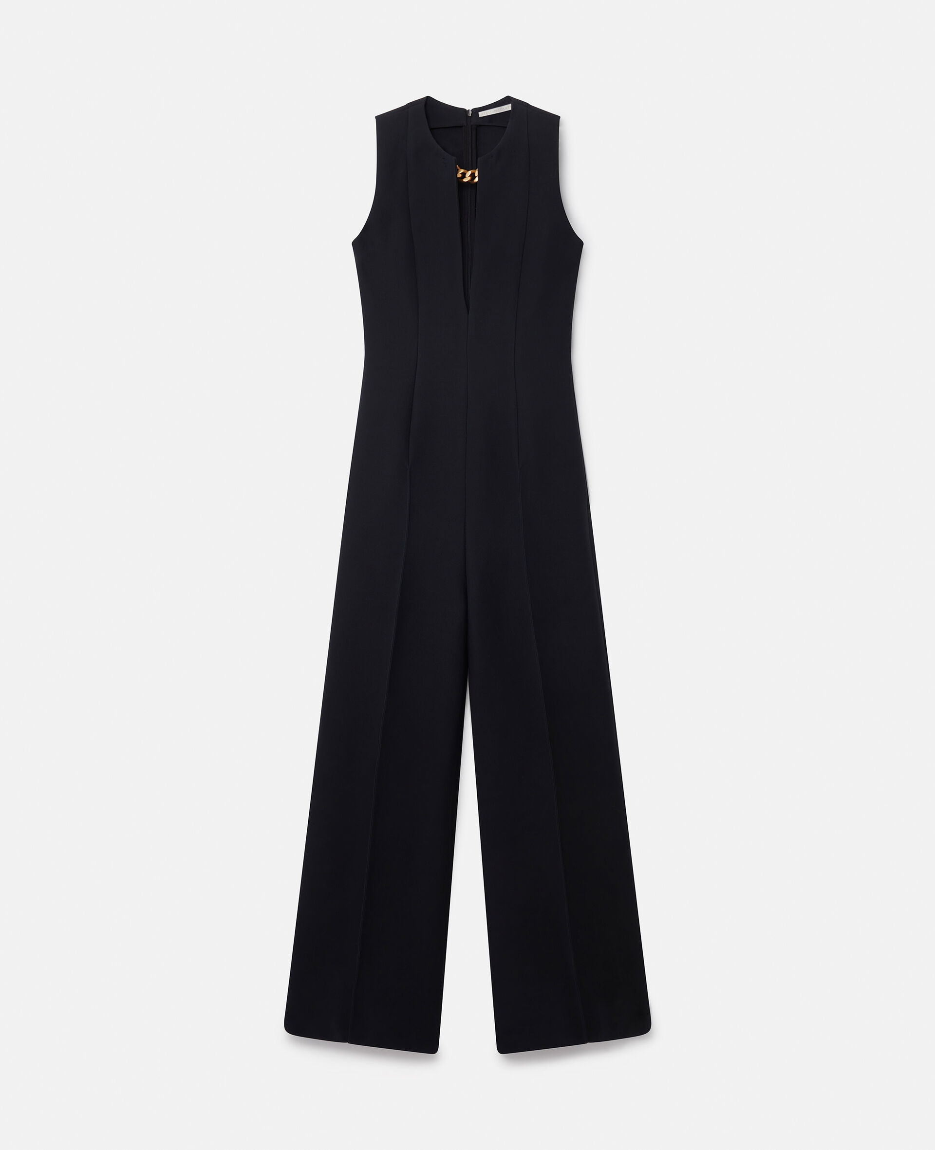 Chain-Embellished Open-Back Jumpsuit-Black-large image number 0
