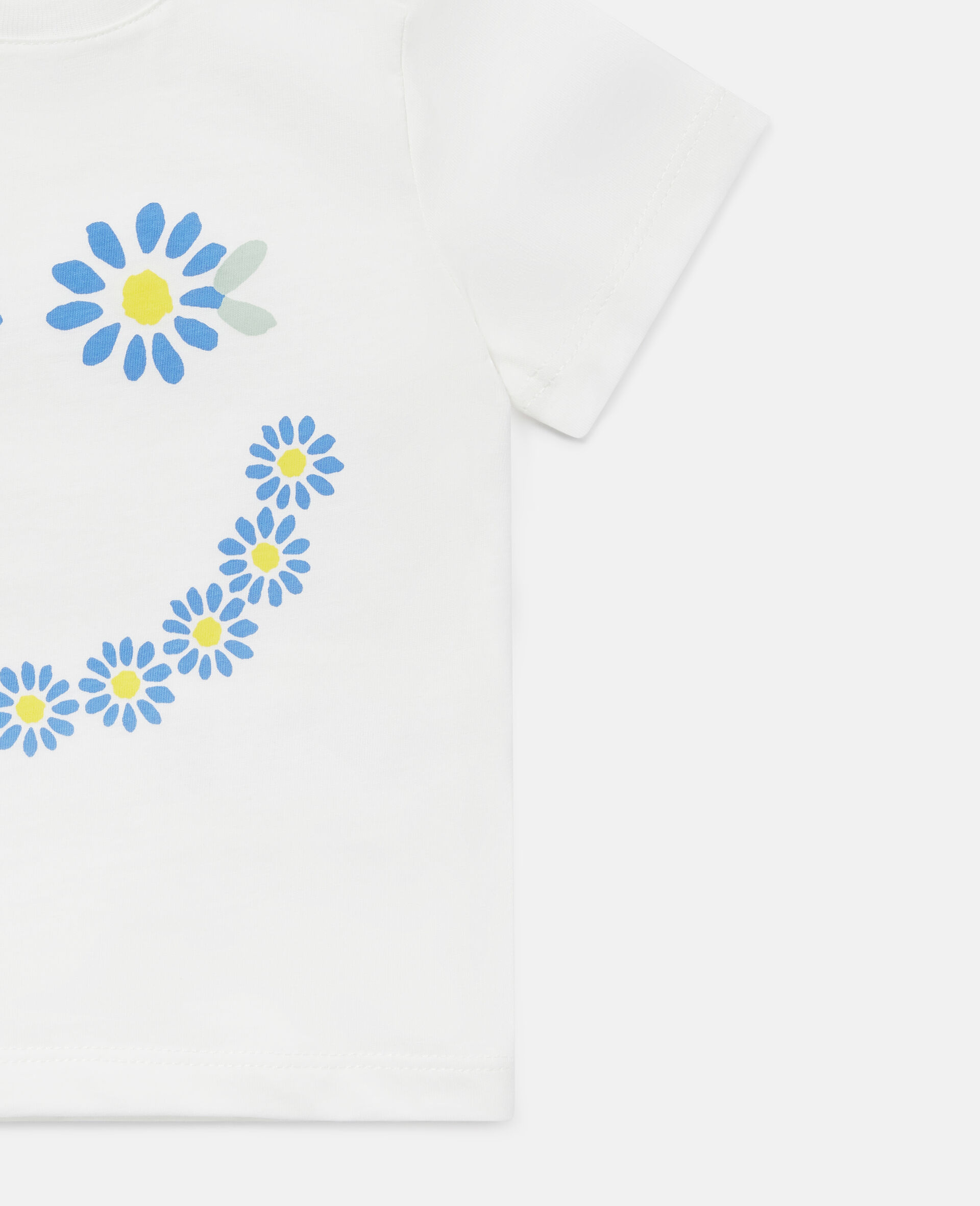 T-shirt en coton motif sourire en marguerites-Blanc-large image number 1