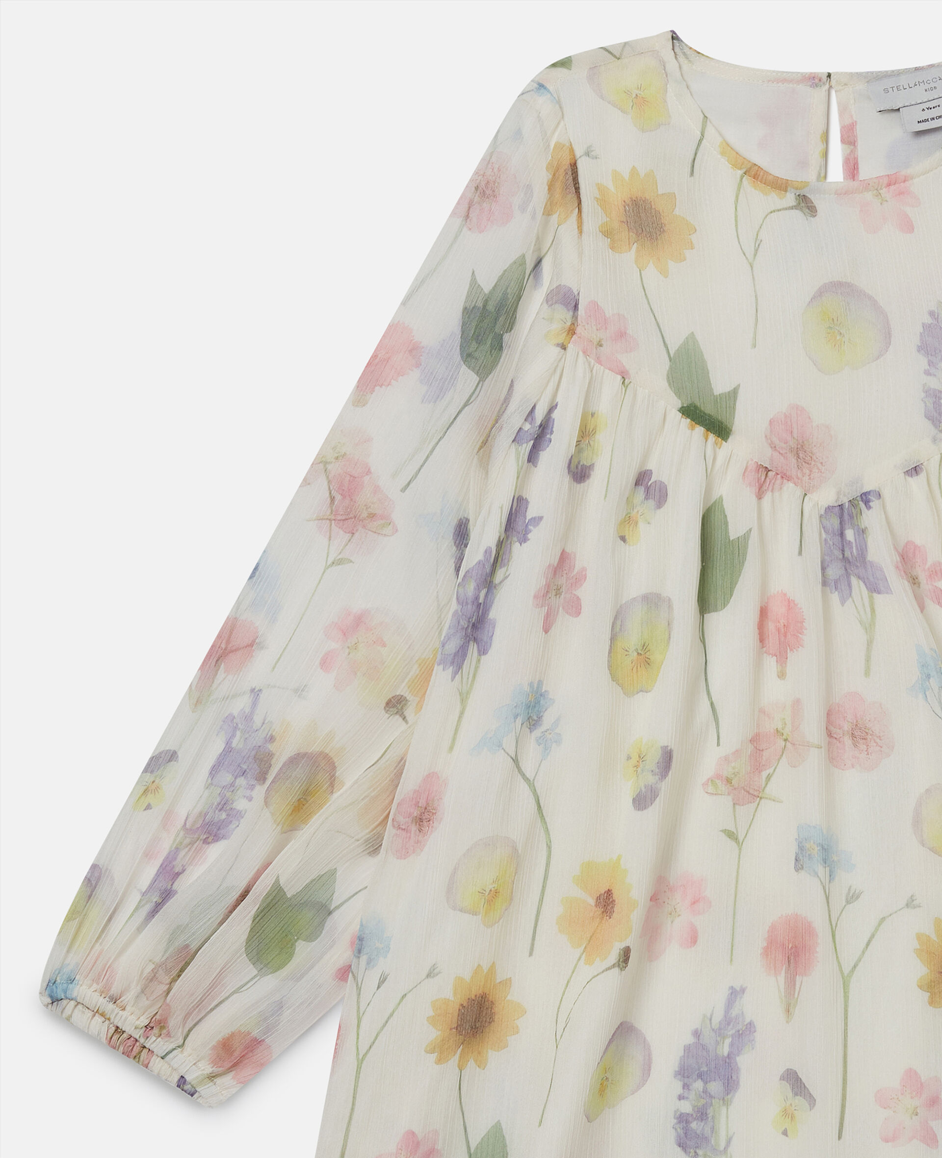 Floral Print Long Sleeve Dress-Cream-large image number 1