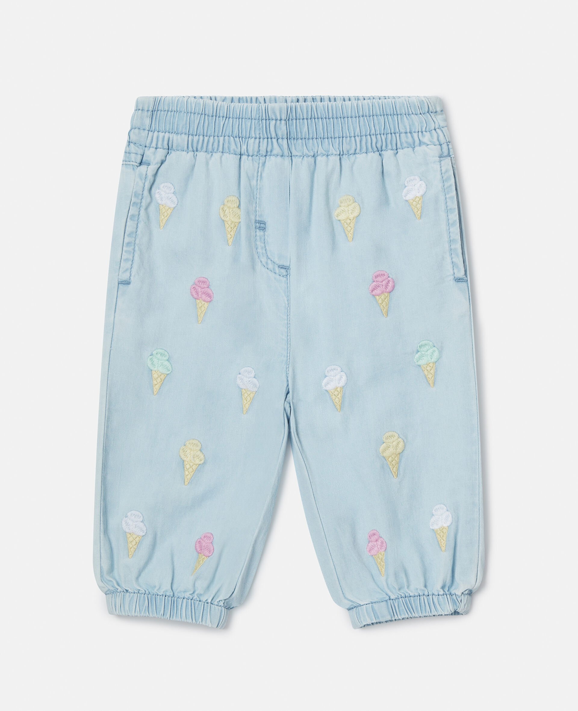 Ice Cream Embroidered Joggers-Blue-medium
