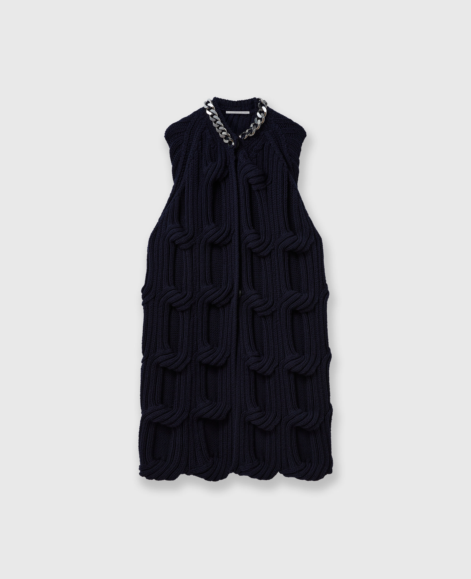 Women Navy Falabella Chain Cable-Knit Cape | Stella McCartney US