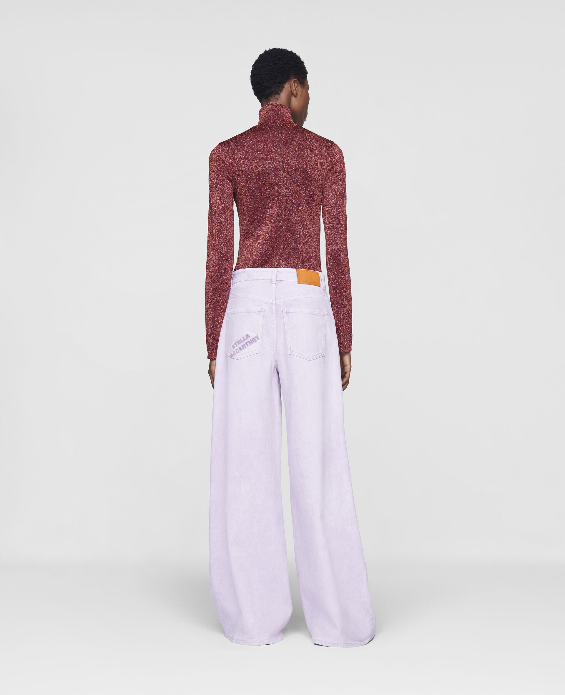 Pantalon en denim évasé-Purple-large image number 2