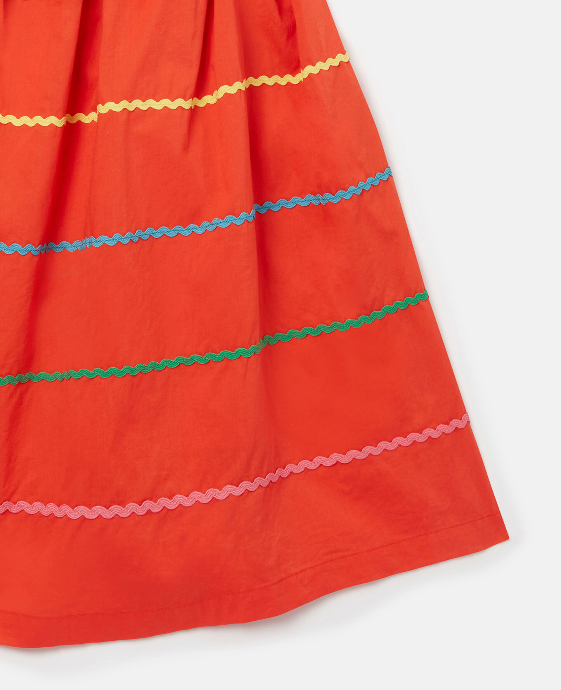 Parrot Embroidery Flared Skirt-Red-large image number 3