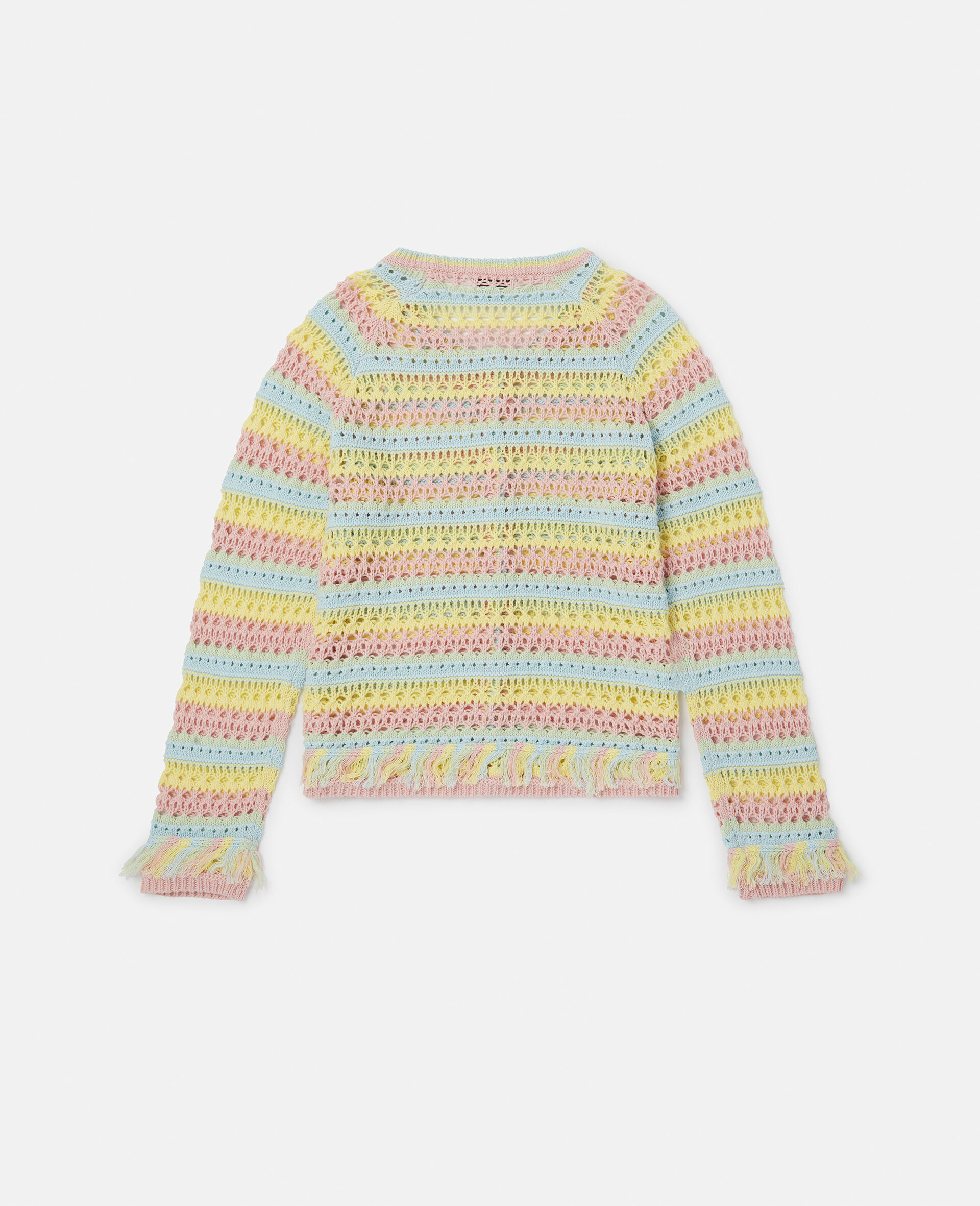 Pastel Rainbow Stripe Crochet Cardigan-Multicolour-large image number 2